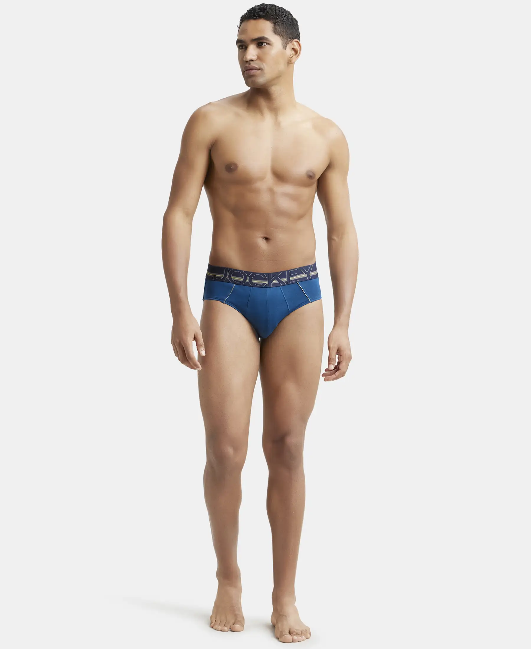 Super Combed Cotton Solid Brief with Ultrasoft Waistband - Poseidon (Pack of 2) - Image 4