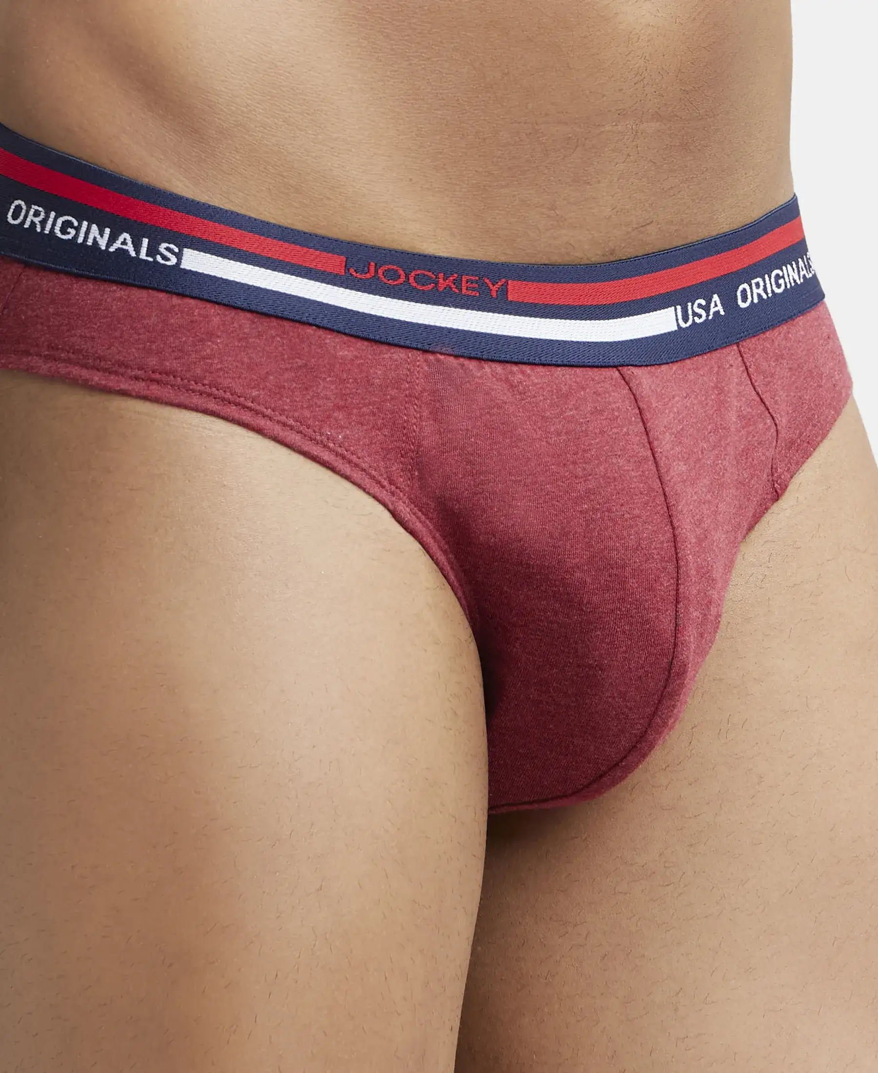 Super Combed Cotton Solid Brief with Ultrasoft Waistband - Red Melange (Pack of 2) - Image 6