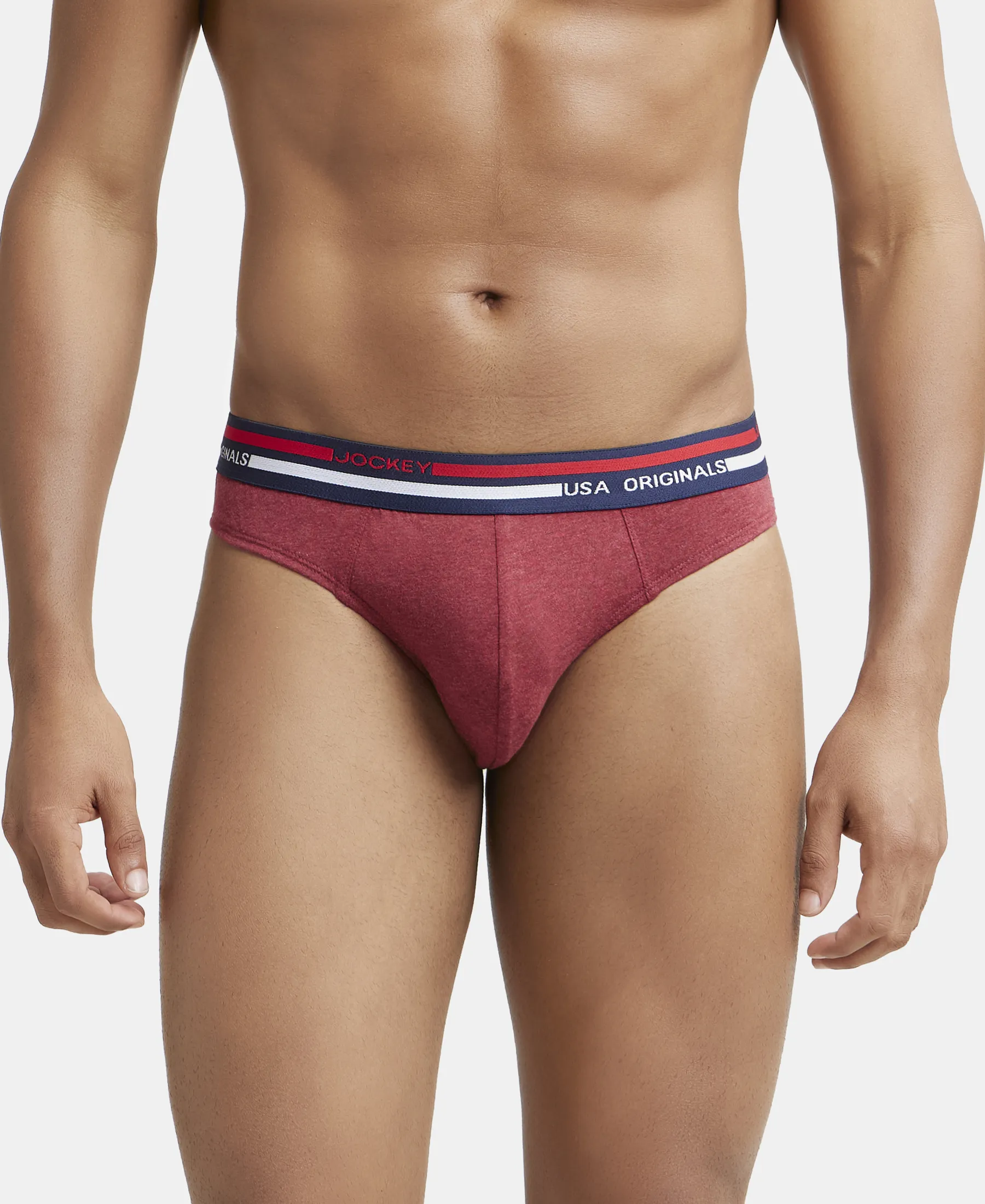 Super Combed Cotton Solid Brief with Ultrasoft Waistband - Red Melange (Pack of 2) - Image 7