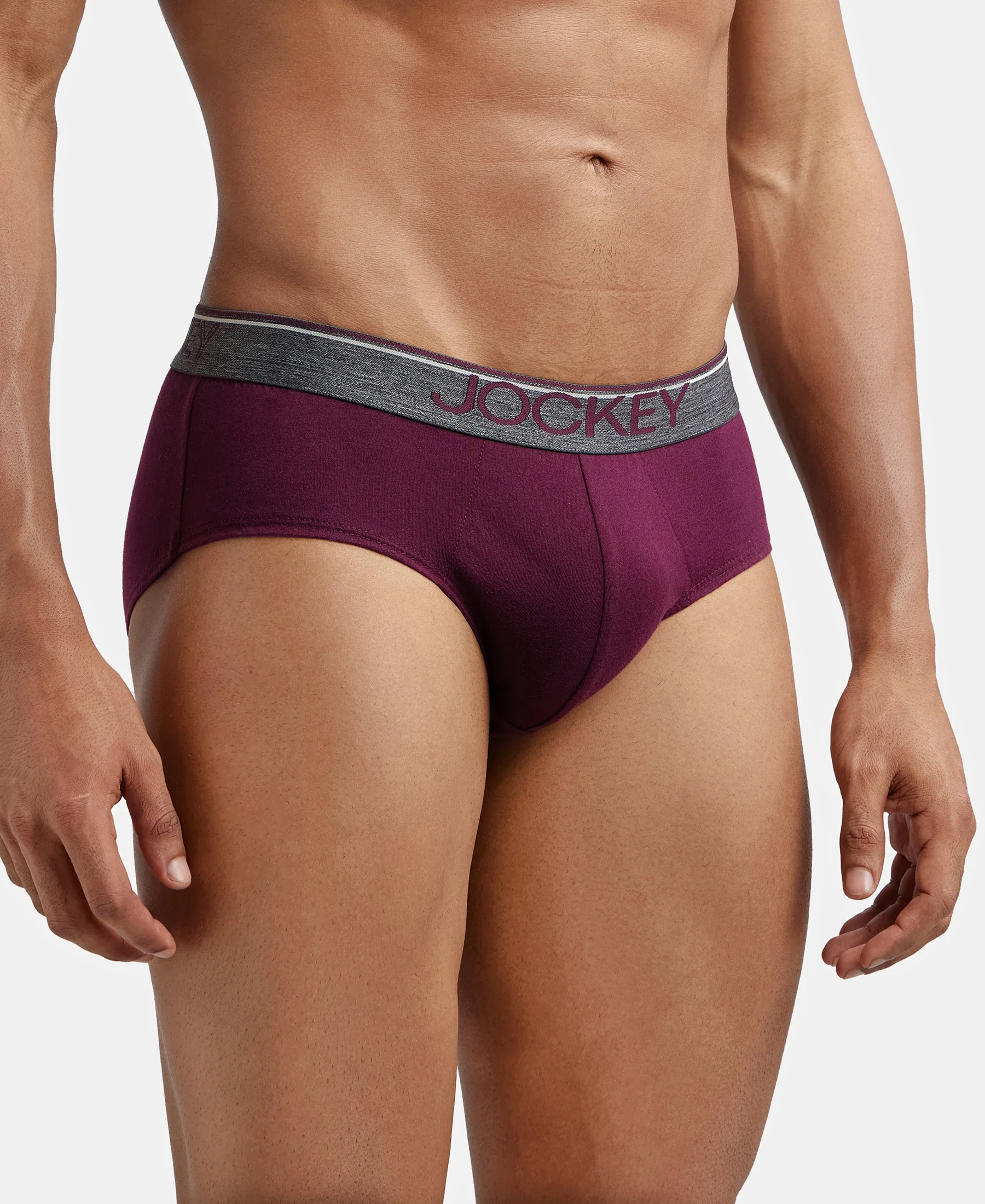 Super Combed Cotton Solid Brief with Ultrasoft Waistband - Wine Tasting - Image 2