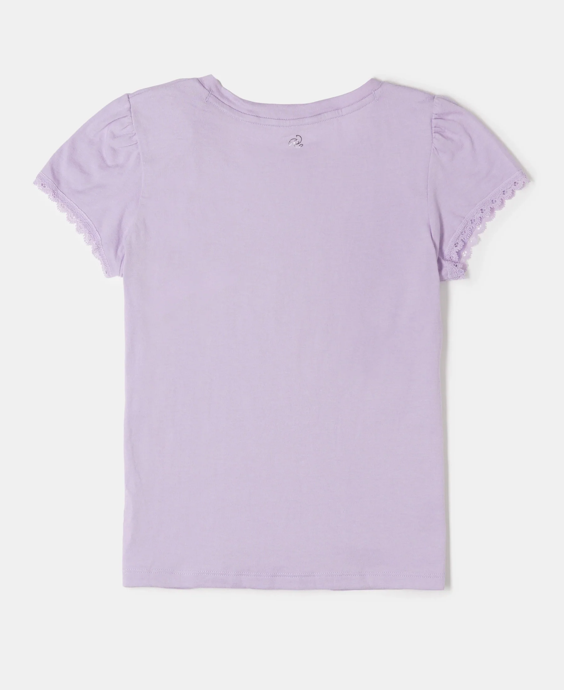 Girl's Super Combed Cotton Solid Short Sleeve T-Shirt - Lavendula - Image 2