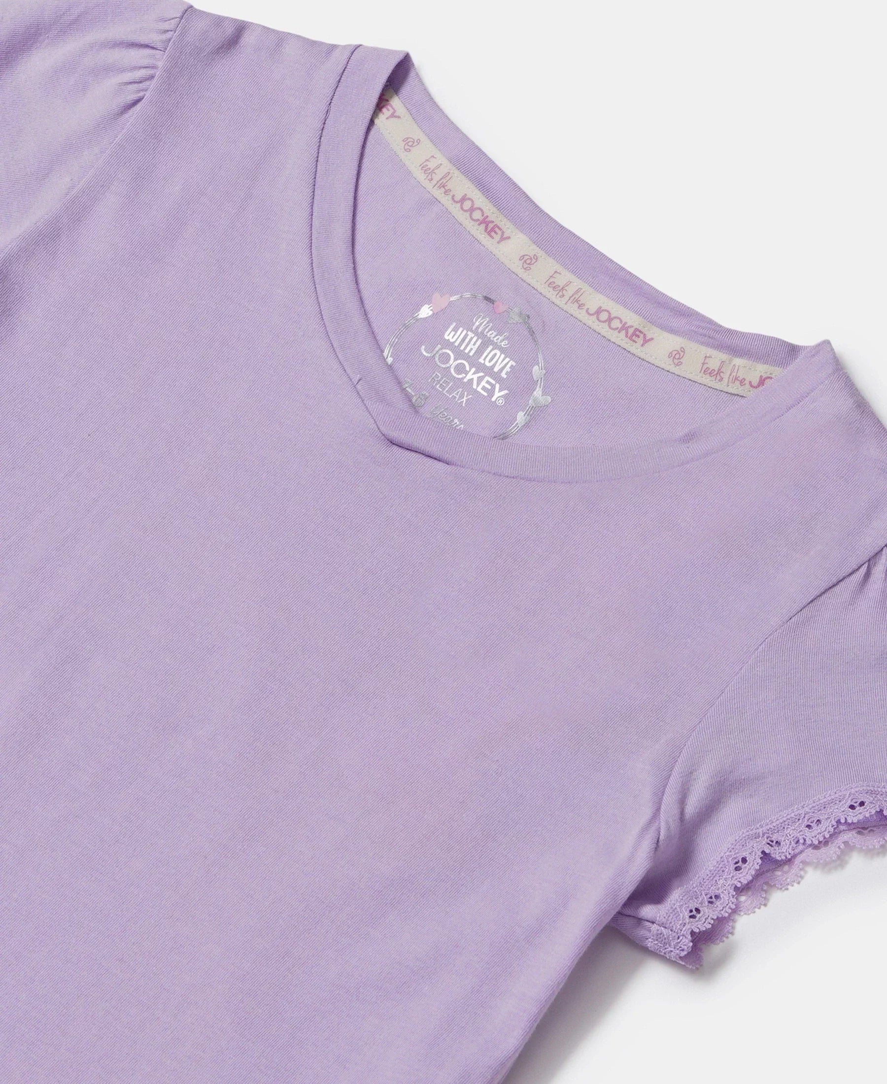 Girl's Super Combed Cotton Solid Short Sleeve T-Shirt - Lavendula - Image 3