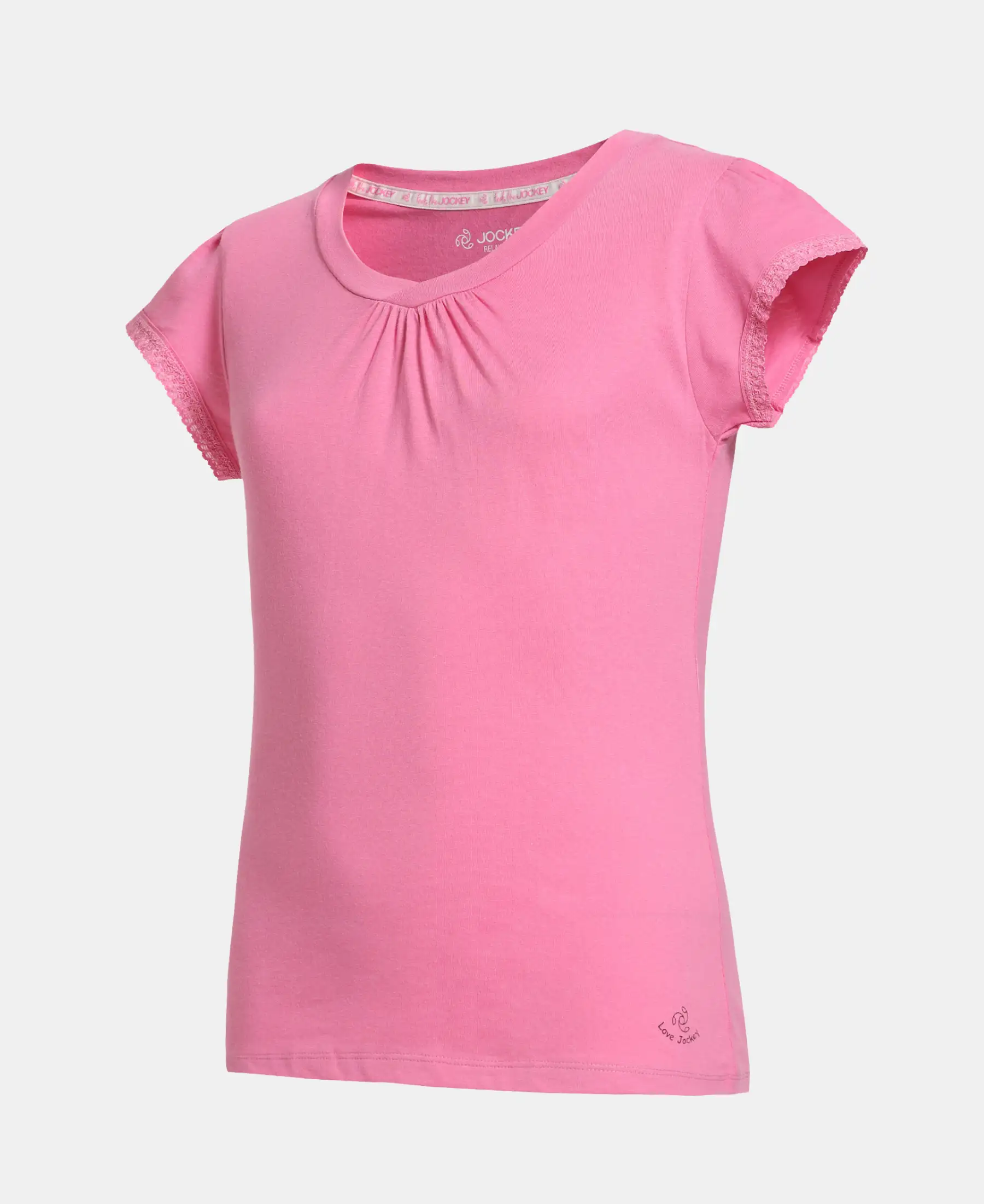 Girl's Super Combed Cotton Solid Short Sleeve T-Shirt - Wild Orchid - Image 2
