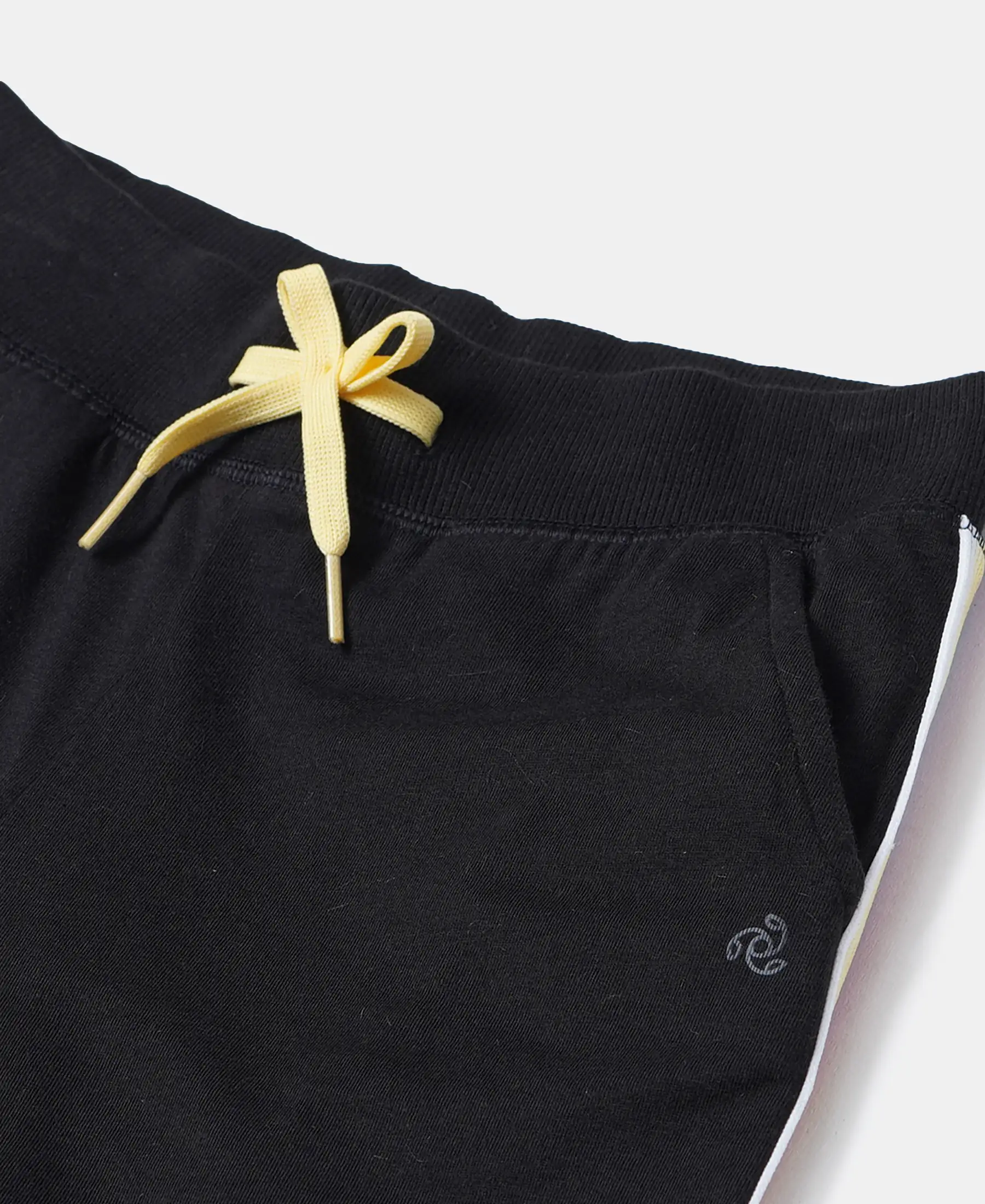 Girl's Super Combed Cotton Solid Shorts with Side Taping - Black - Image 3