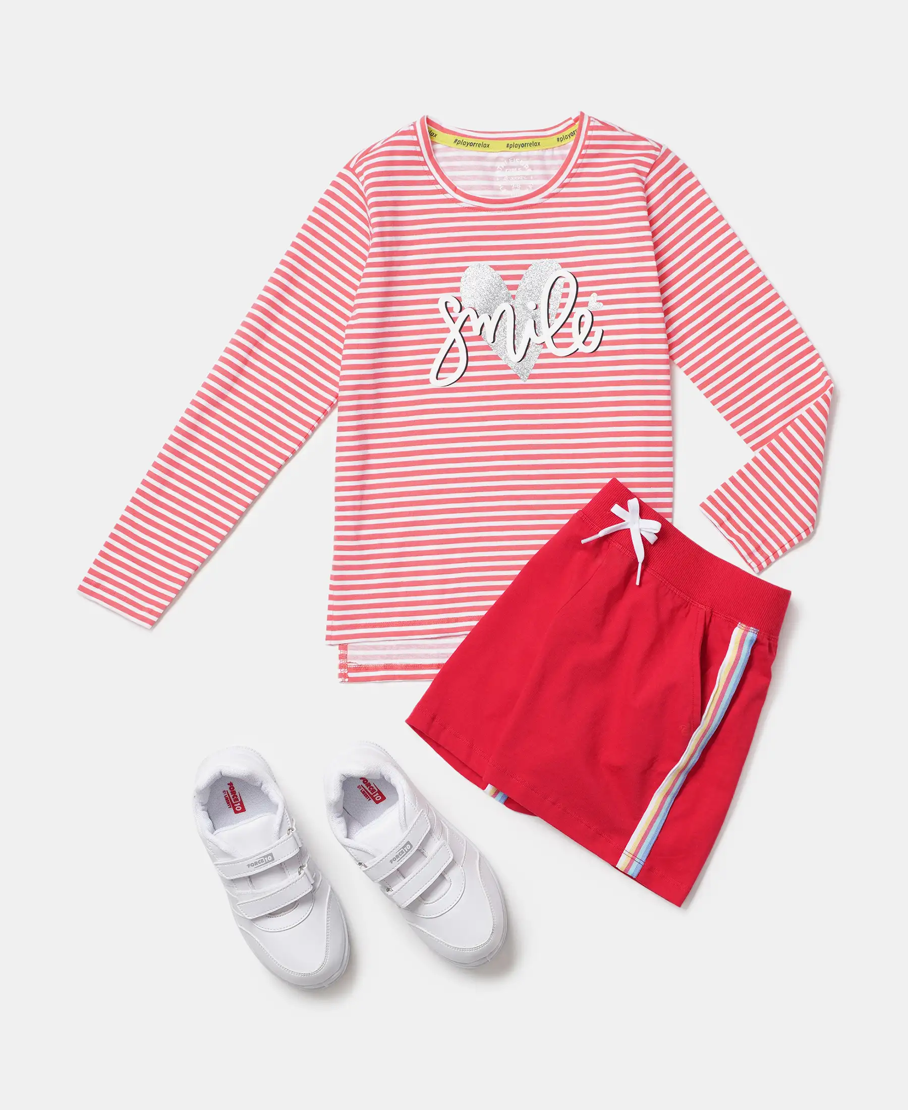 Girl's Super Combed Cotton Solid Shorts with Side Taping - Team Red - Image 4