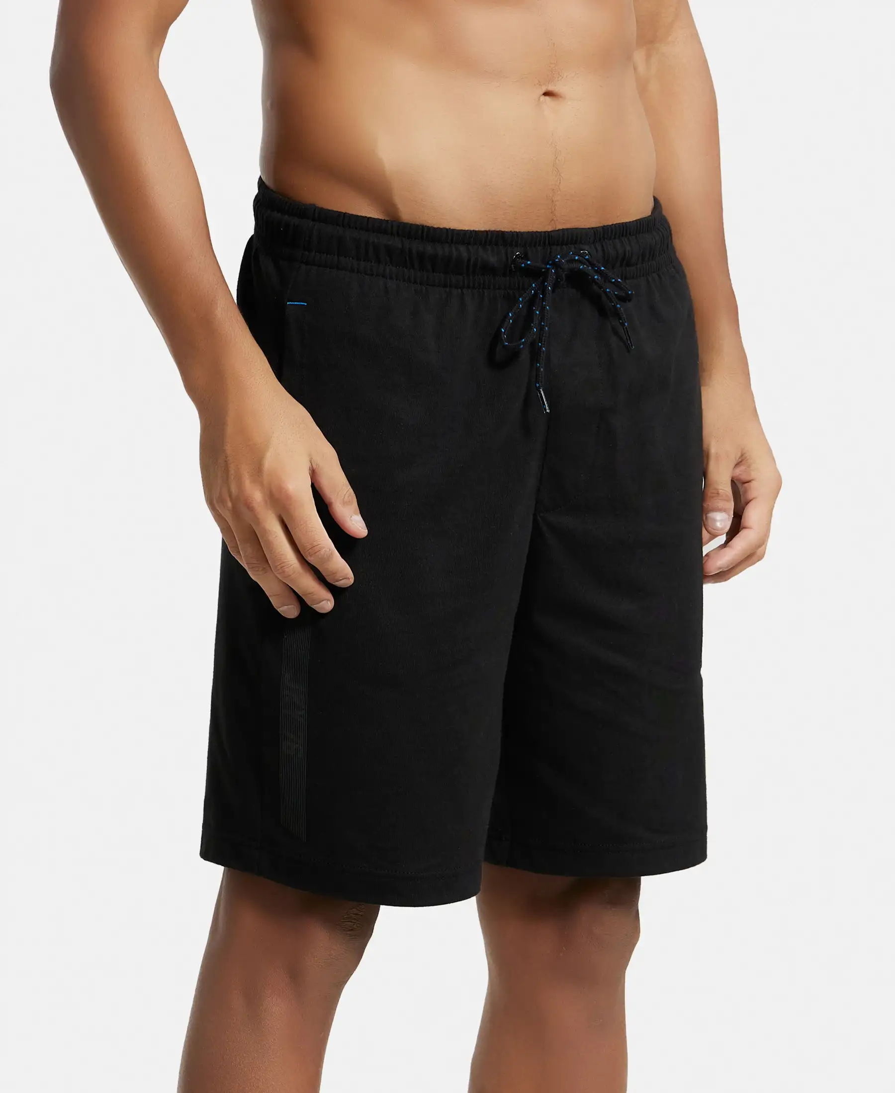 Super Combed Cotton Rich Straight Fit Shorts with Side Pockets - Black - Image 2