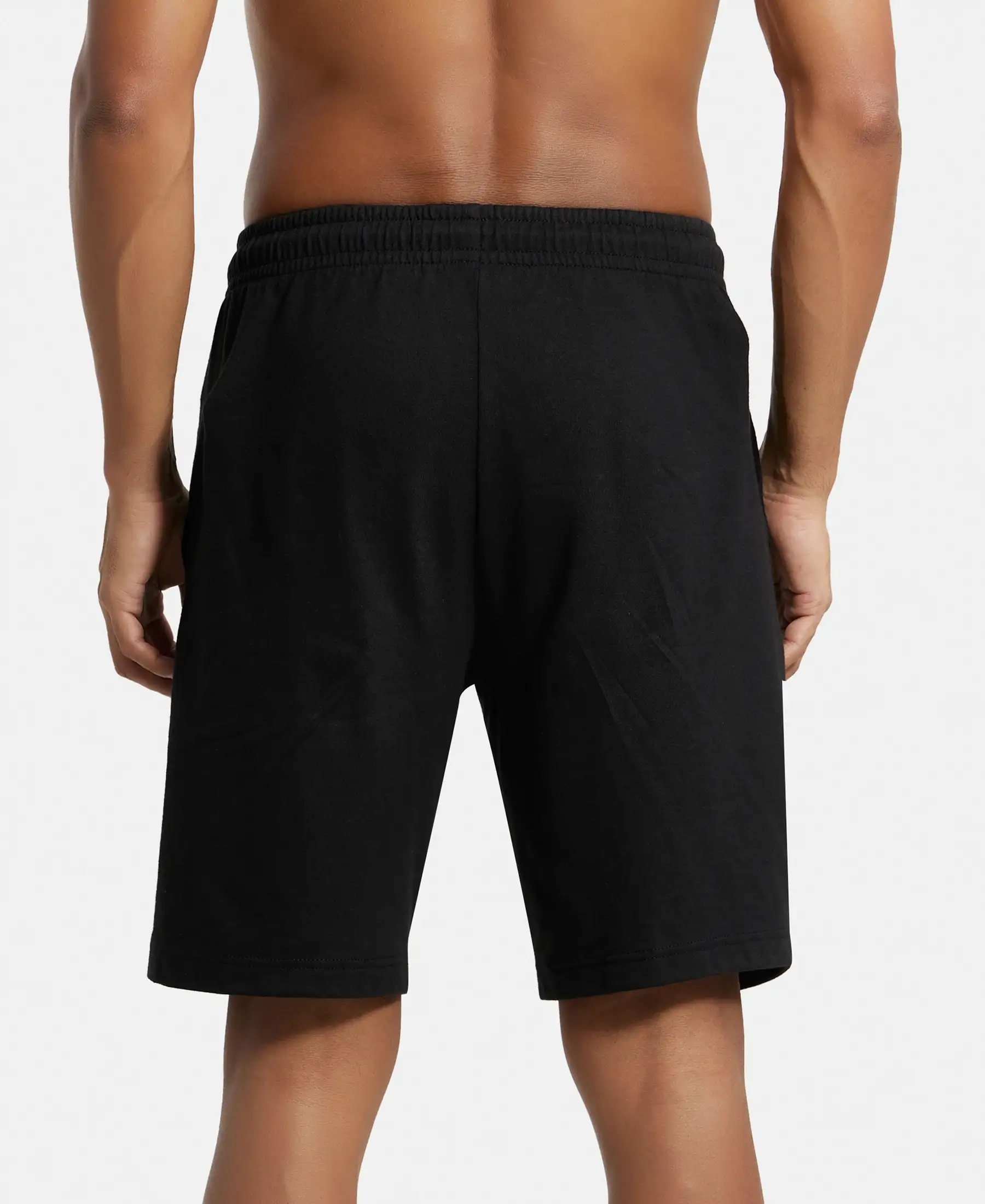 Super Combed Cotton Rich Straight Fit Shorts with Side Pockets - Black - Image 3