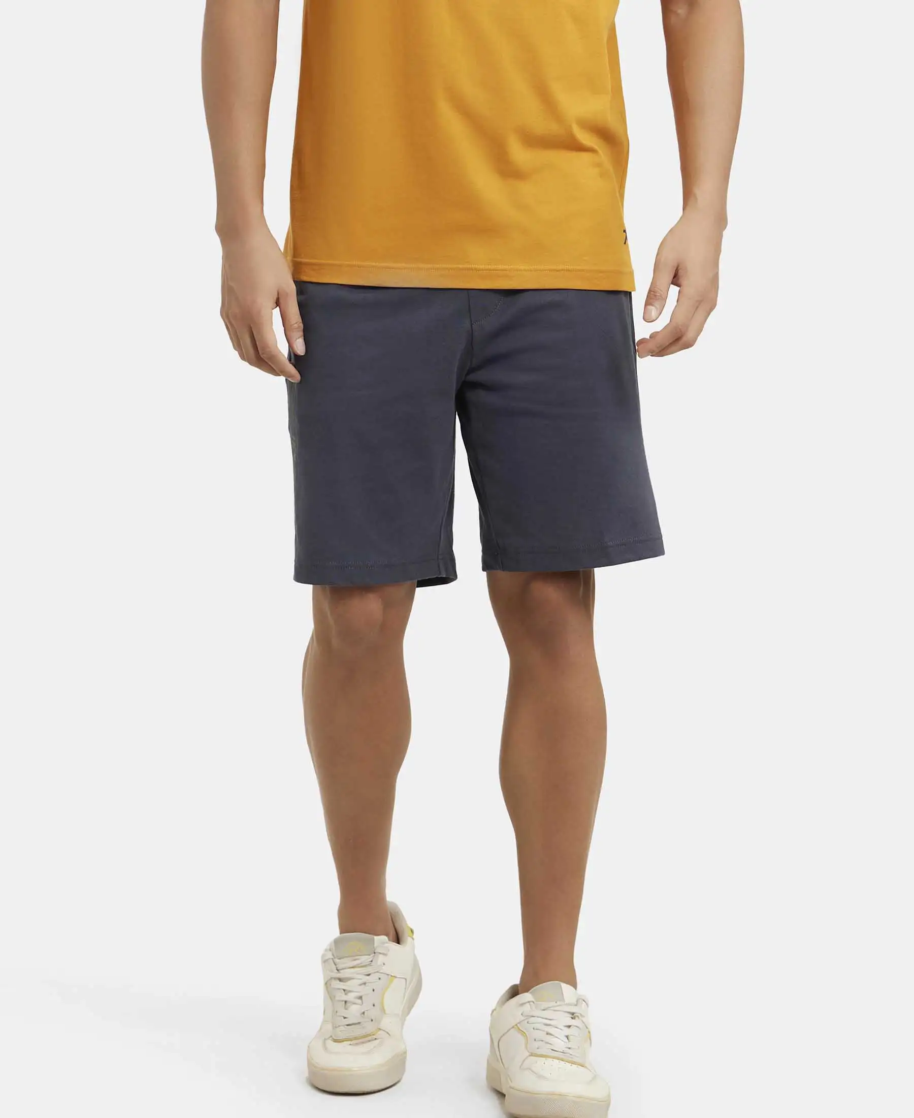 Super Combed Cotton Rich Straight Fit Shorts with Side Pockets - Graphite - Image 5