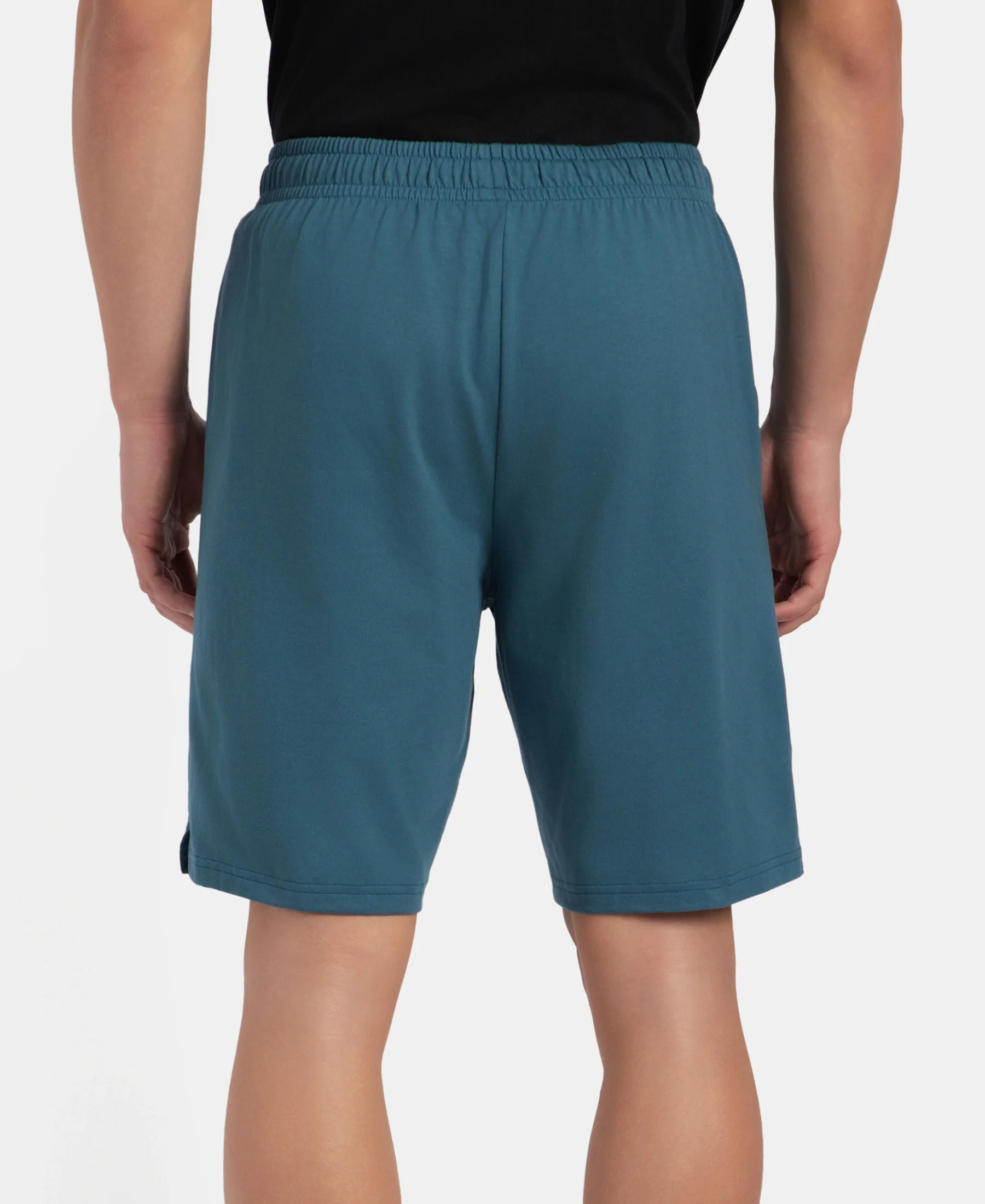 Super Combed Cotton Rich Straight Fit Shorts with Side Pockets - Indian Teal - Image 3