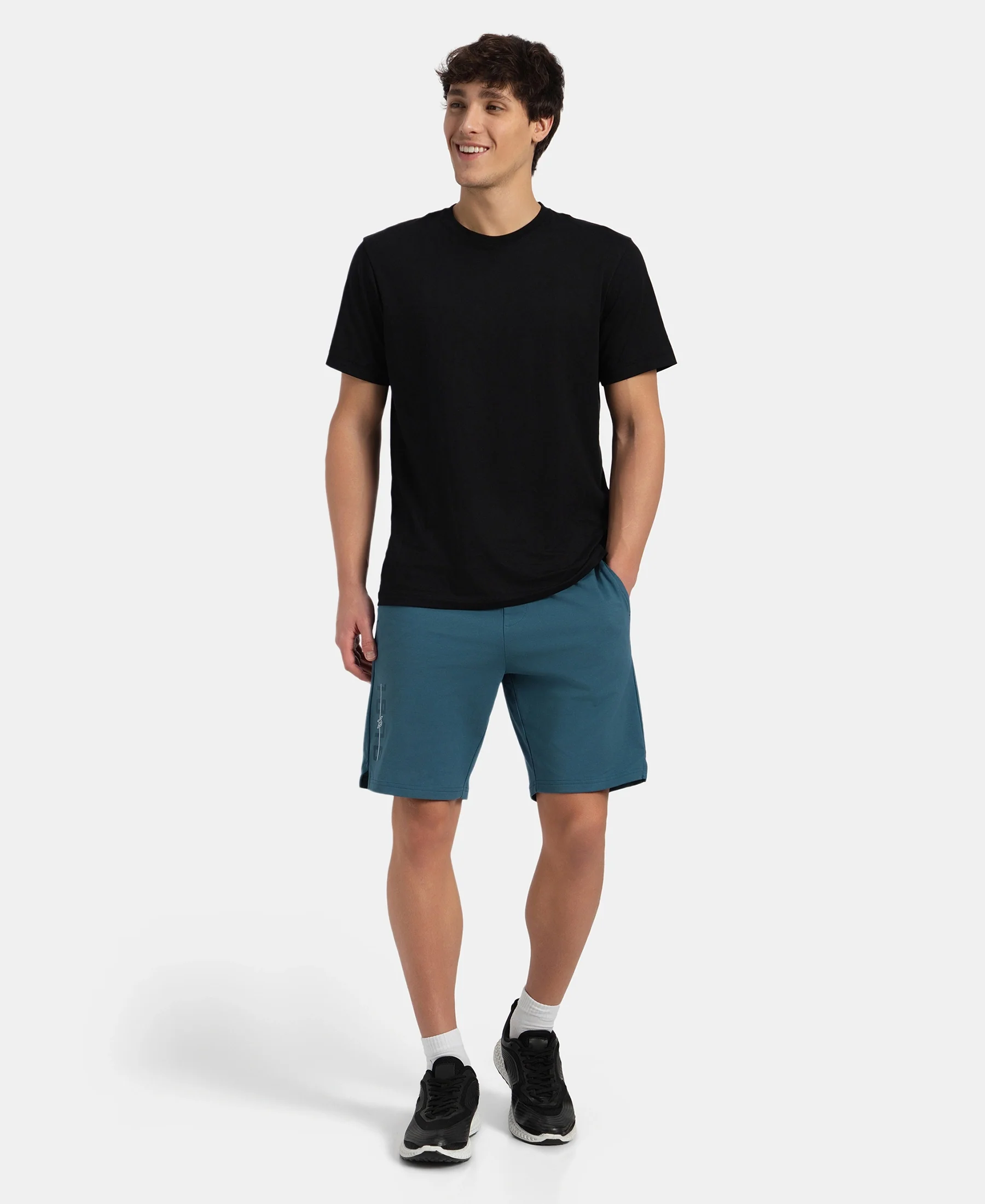 Super Combed Cotton Rich Straight Fit Shorts with Side Pockets - Indian Teal - Image 4