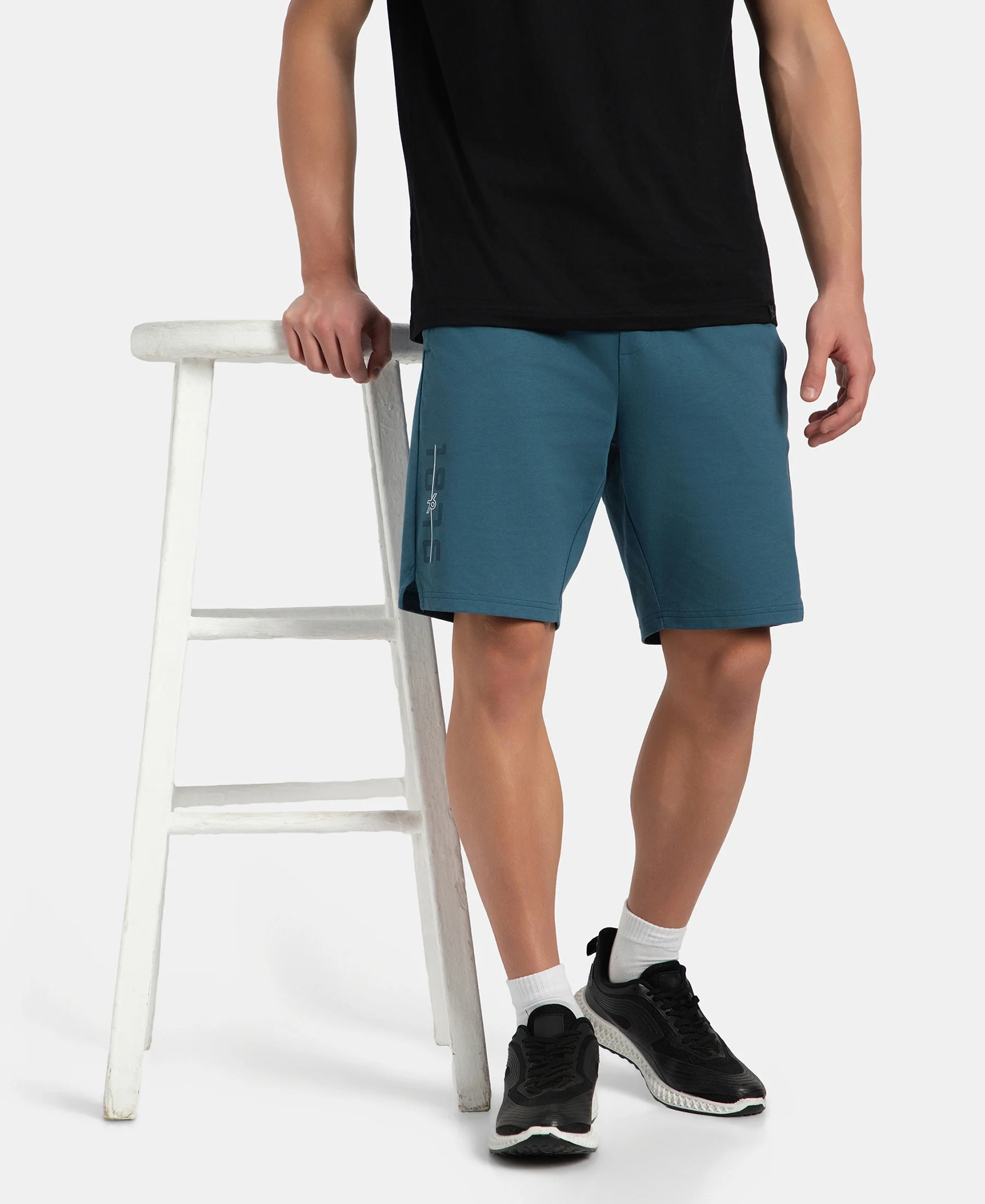 Super Combed Cotton Rich Straight Fit Shorts with Side Pockets - Indian Teal - Image 5