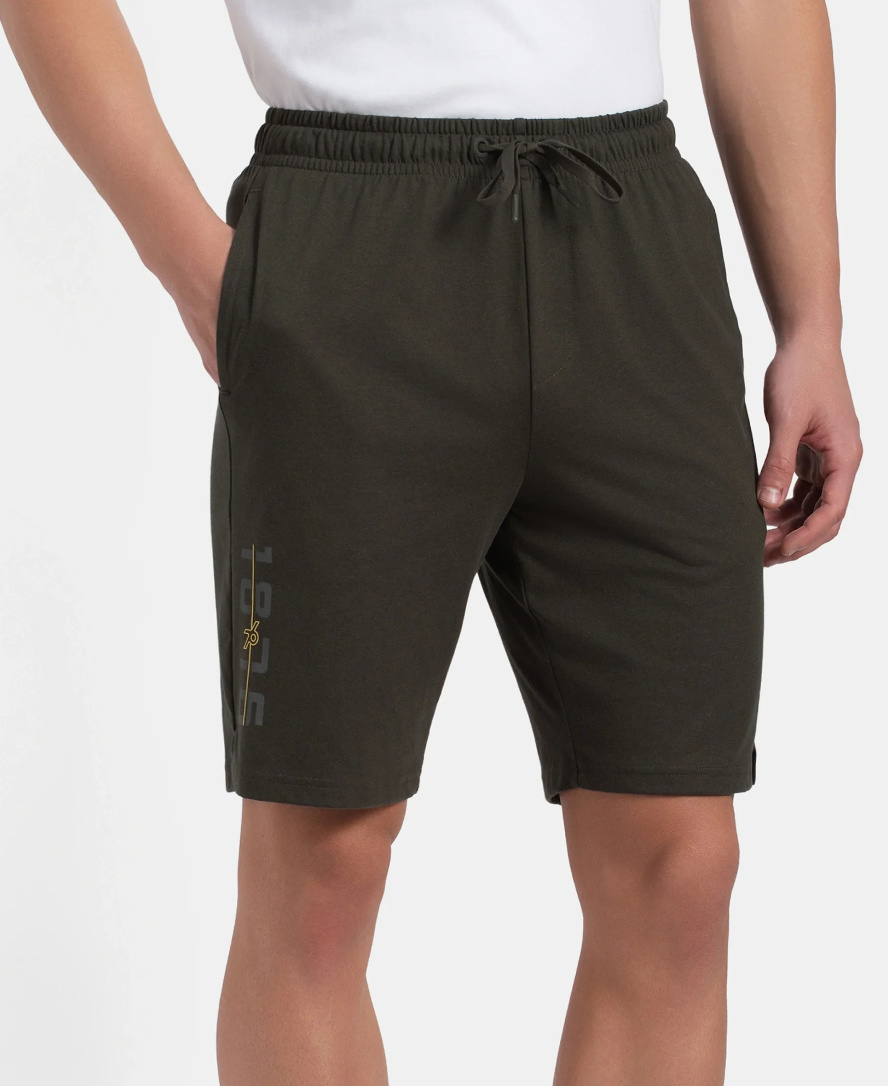 Super Combed Cotton Rich Straight Fit Shorts with Side Pockets - Olive - Image 2
