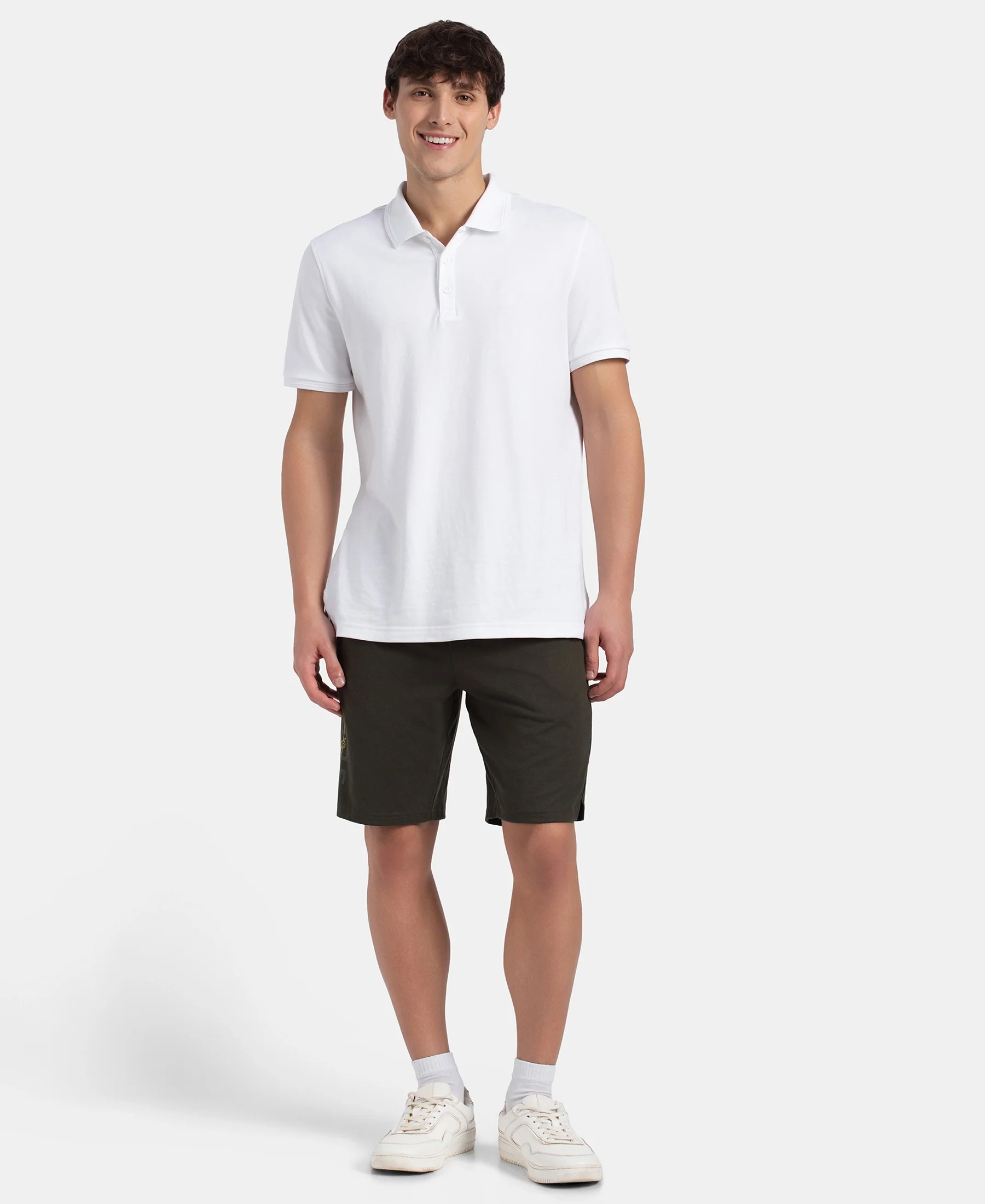 Super Combed Cotton Rich Straight Fit Shorts with Side Pockets - Olive - Image 4