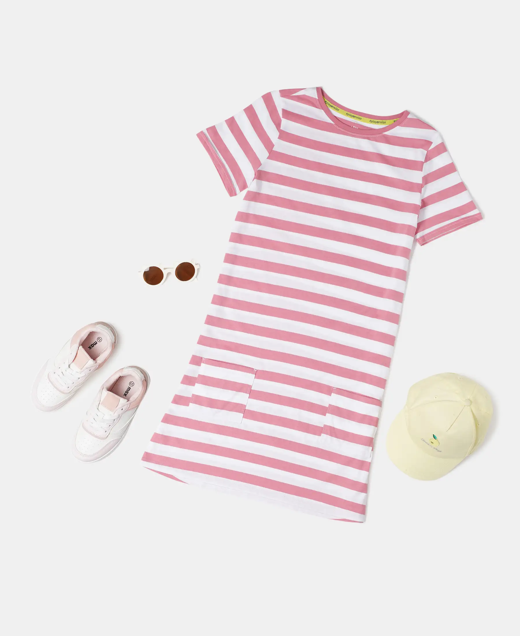 Girl's Super Combed Cotton Striped Dress - Brandied Apricot - Image 4