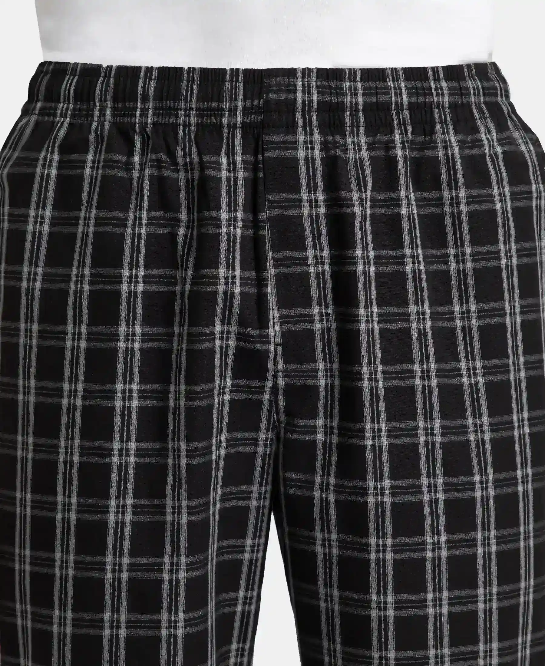 Super Combed Cotton Woven Fabric Regular Fit Checkered Pyjama with Side Pockets - Black & White - Image 7