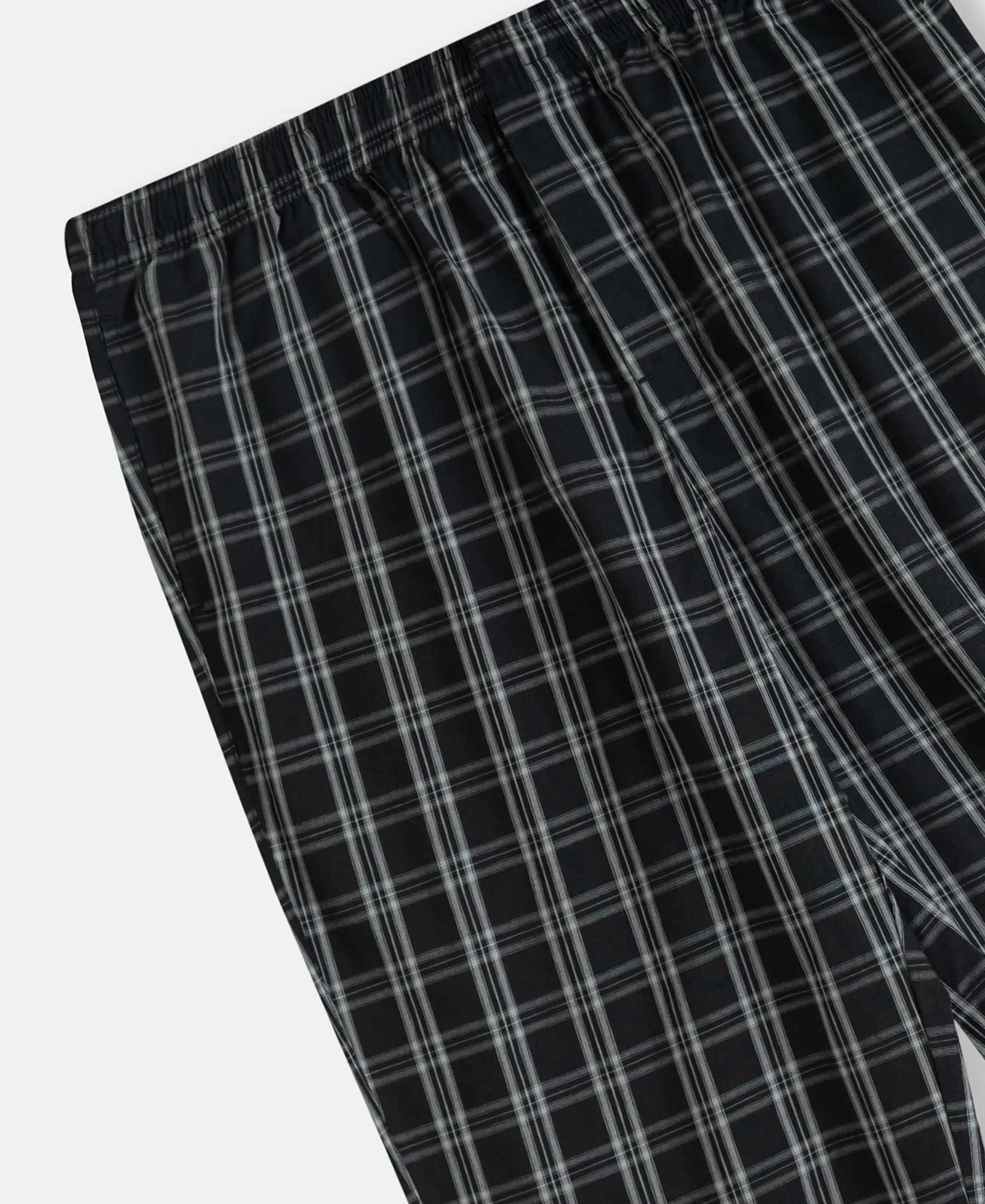 Super Combed Cotton Woven Fabric Regular Fit Checkered Pyjama with Side Pockets - Black & White - Image 9