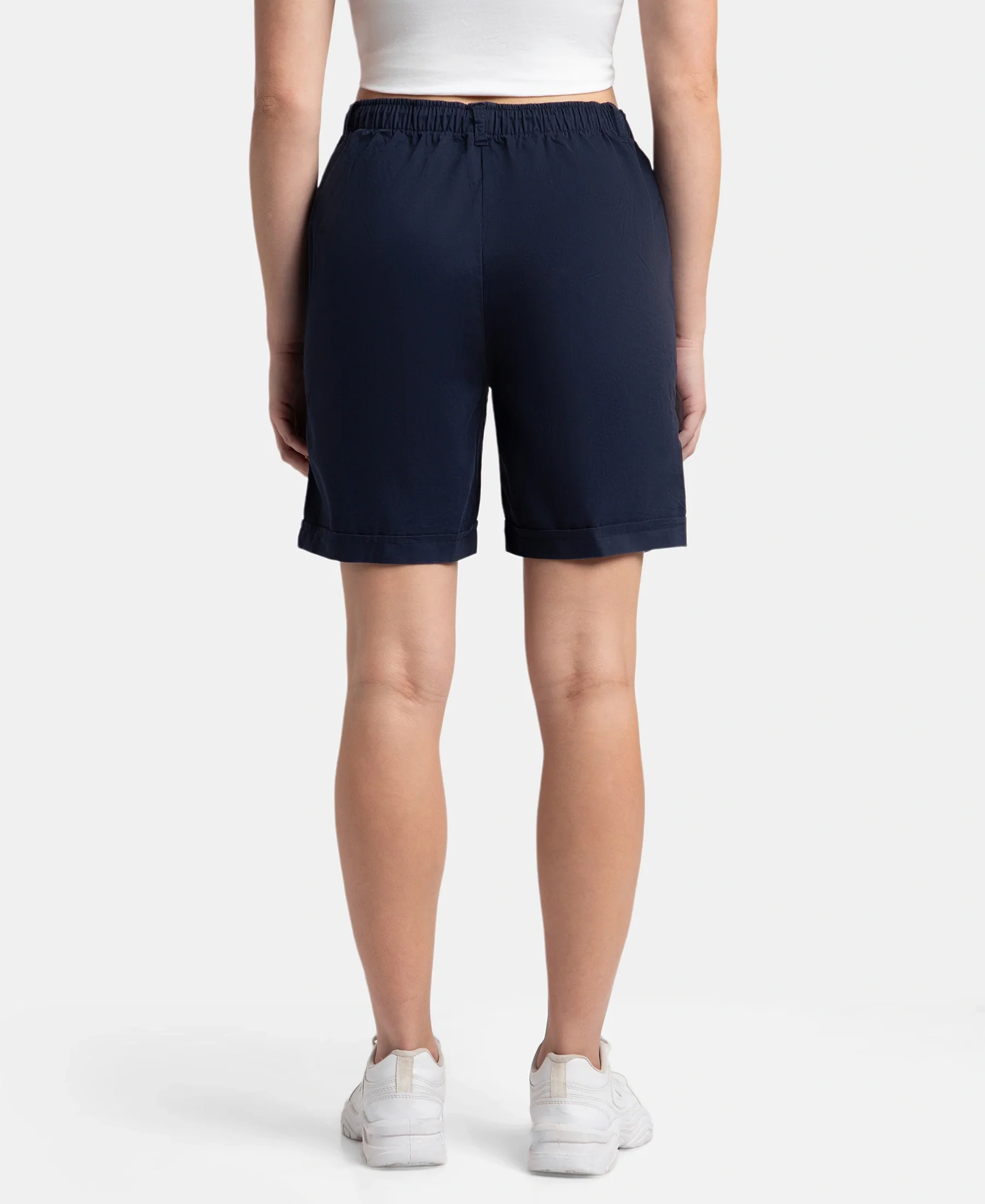 Super Combed Cotton Woven Twill Fabric Relaxed Fit Shorts with Convenient Side Pockets - Navy Blazer - Image 3