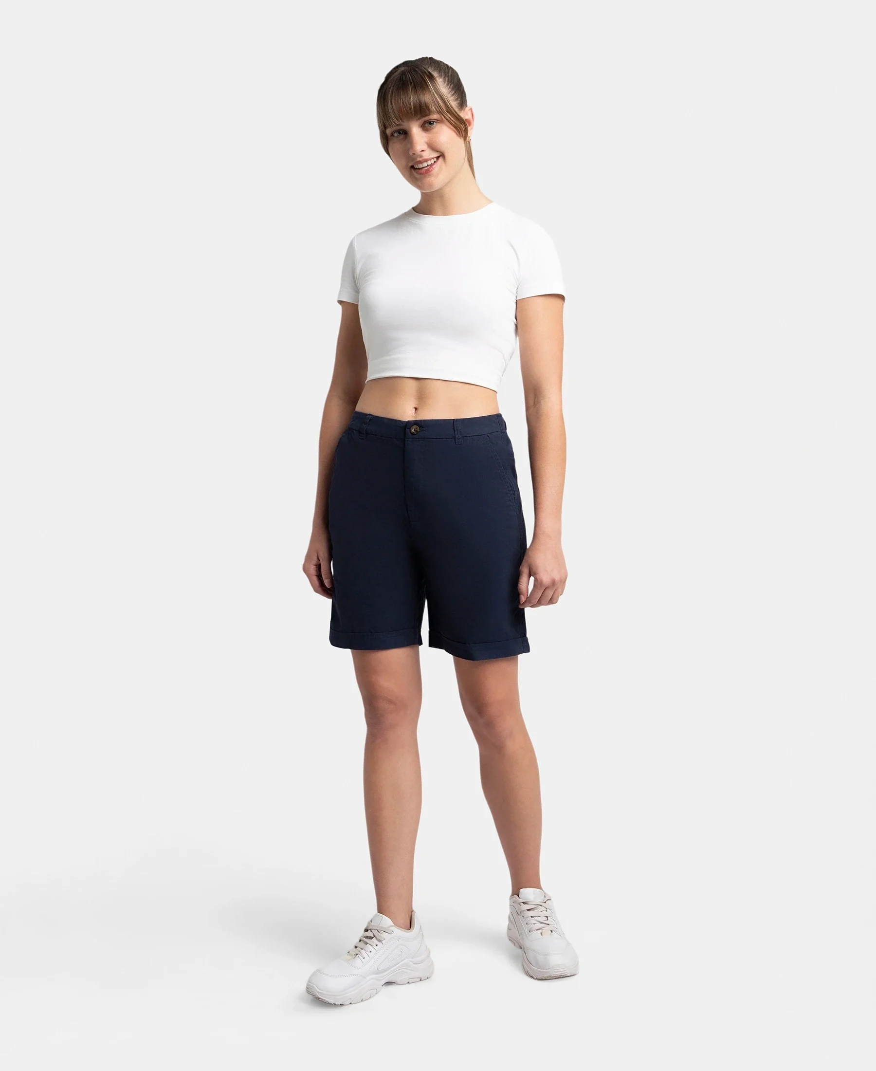 Super Combed Cotton Woven Twill Fabric Relaxed Fit Shorts with Convenient Side Pockets - Navy Blazer - Image 4