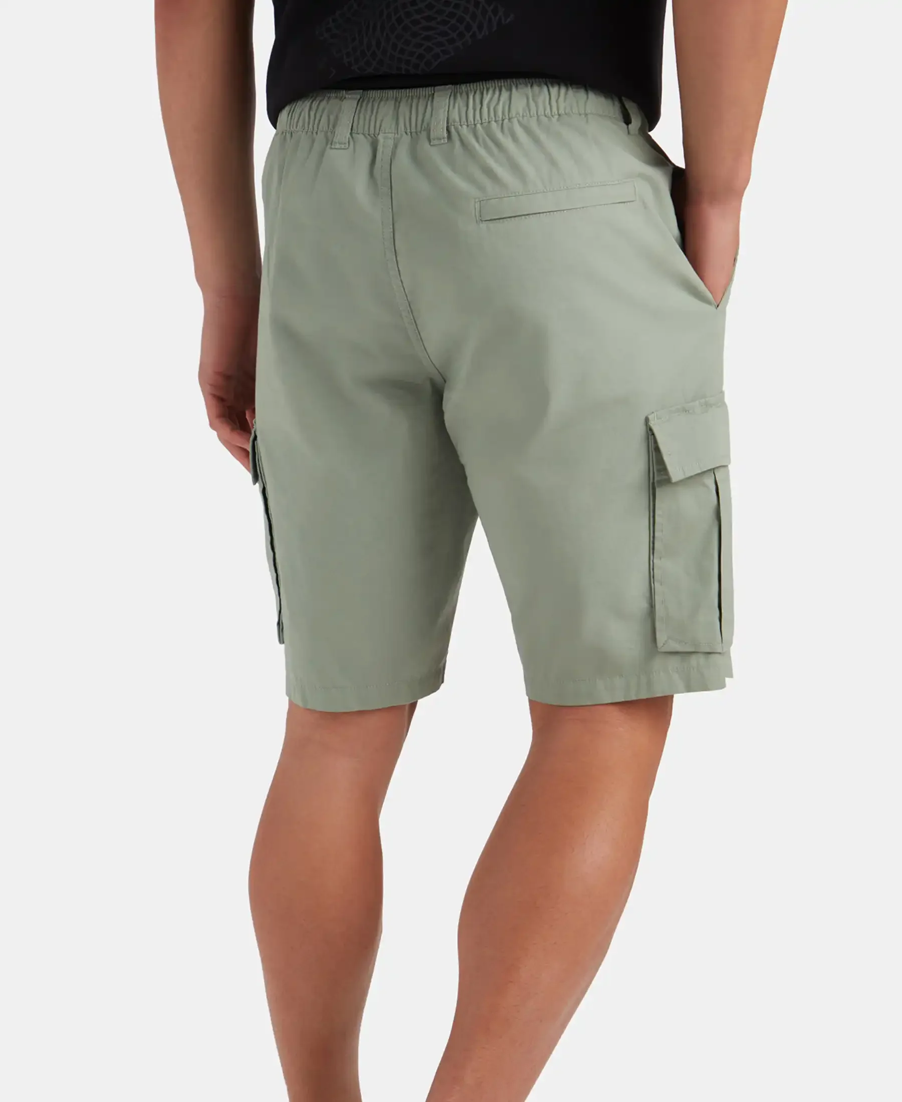 Super Combed Cotton Woven Straight Fit Cargo Shorts with Seven Pockets - Iceberg Green - Image 4