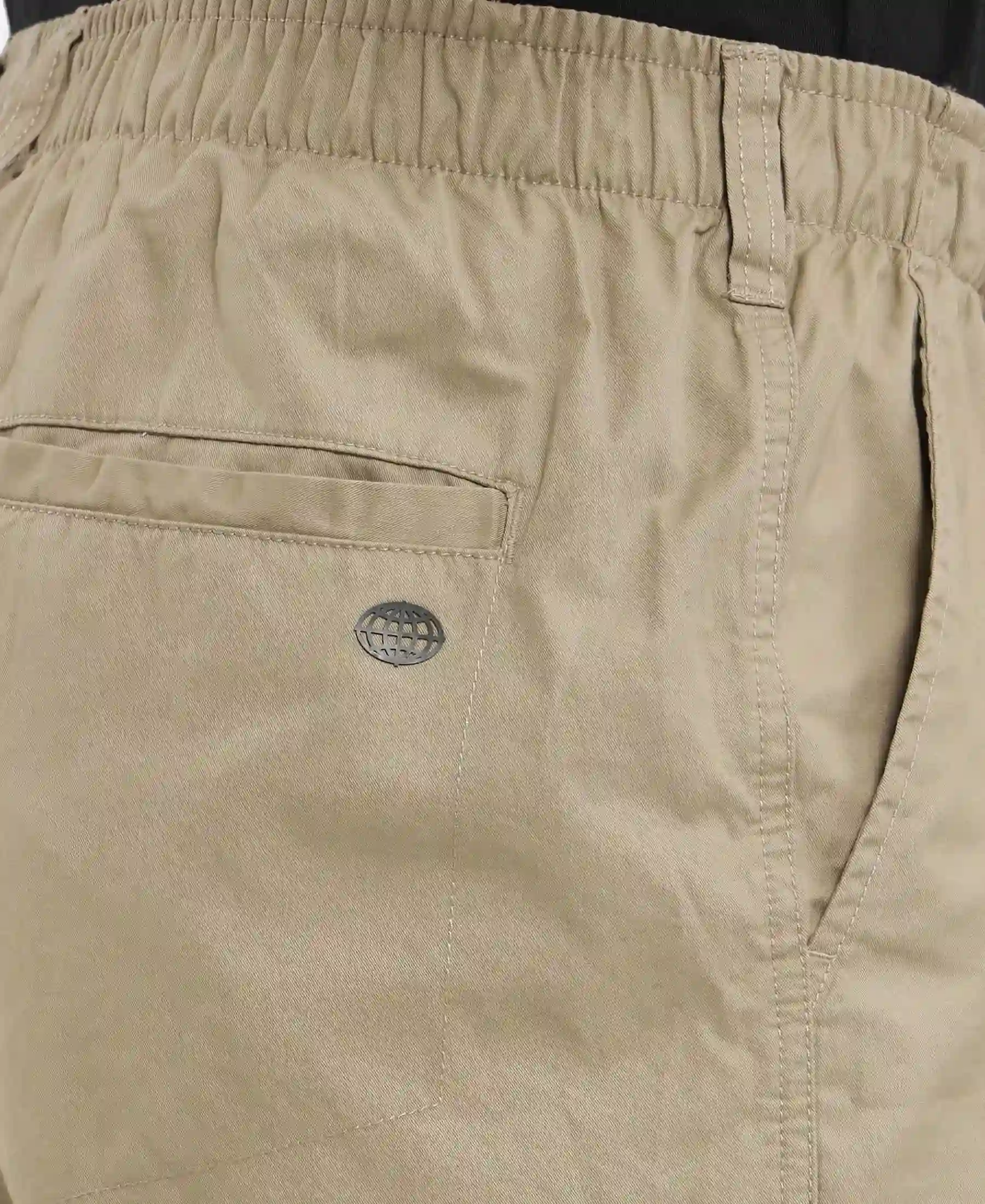 Super Combed Mercerised Cotton Woven Straight Fit Shorts with Side Pockets - Khaki - Image 7