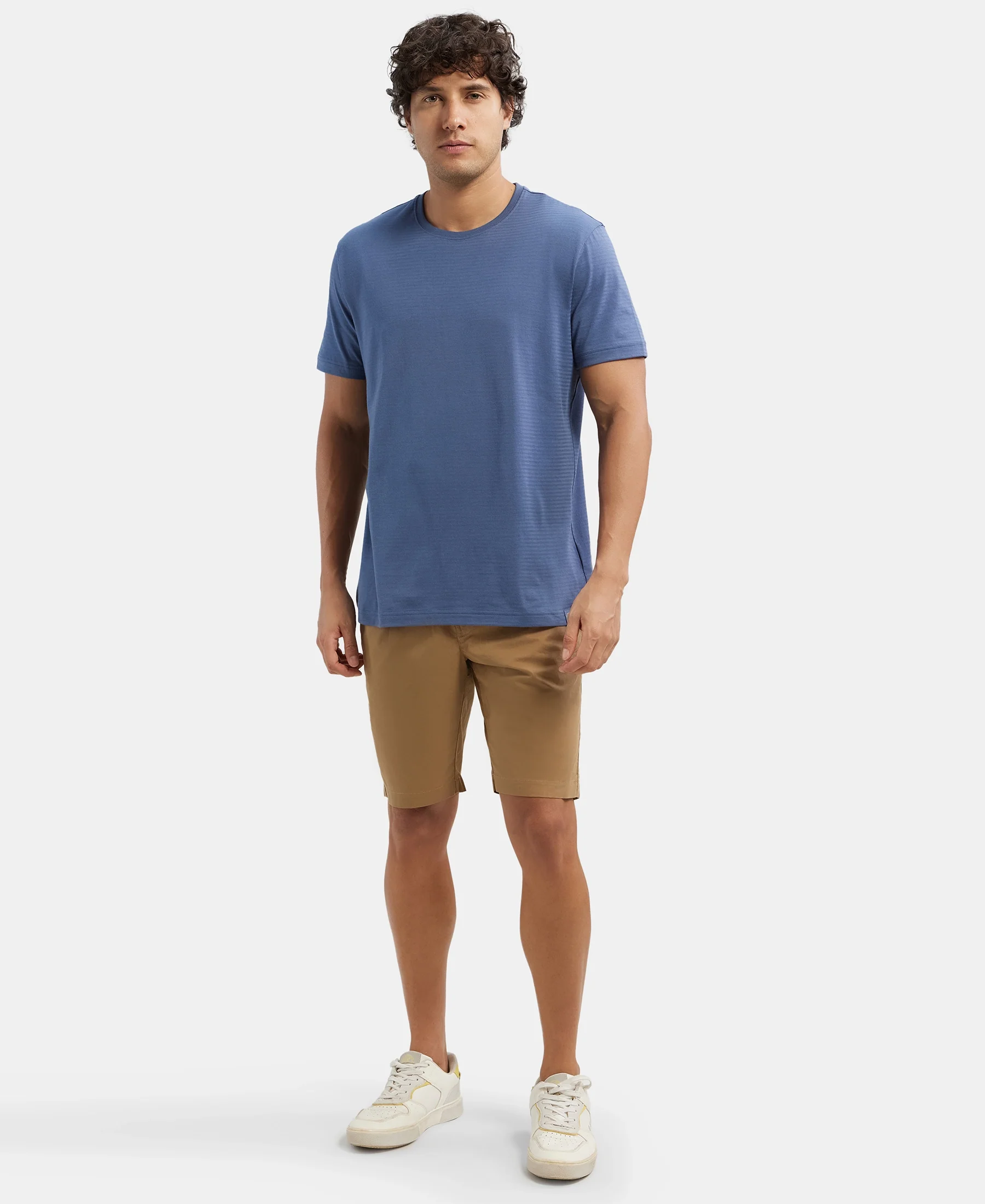 Super Combed Mercerised Cotton Woven Straight Fit Shorts with Side Pockets - Sepia Tint - Image 6