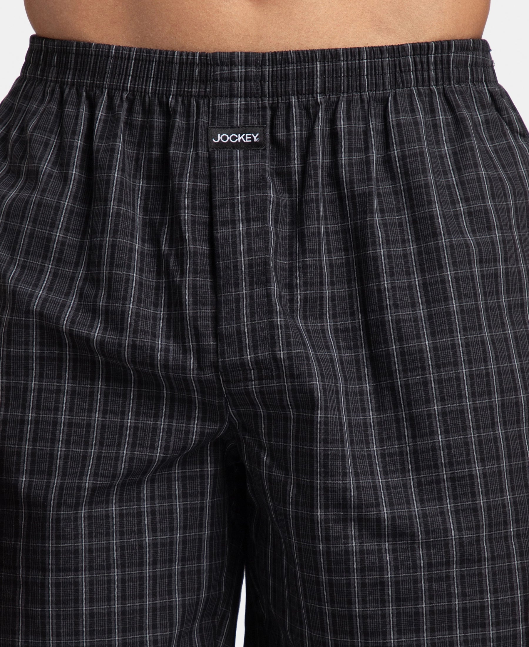 Super Combed Mercerized Cotton Woven Checkered Boxer Shorts with Side Pocket - Grey & Black (Pack of 2) - Image 14
