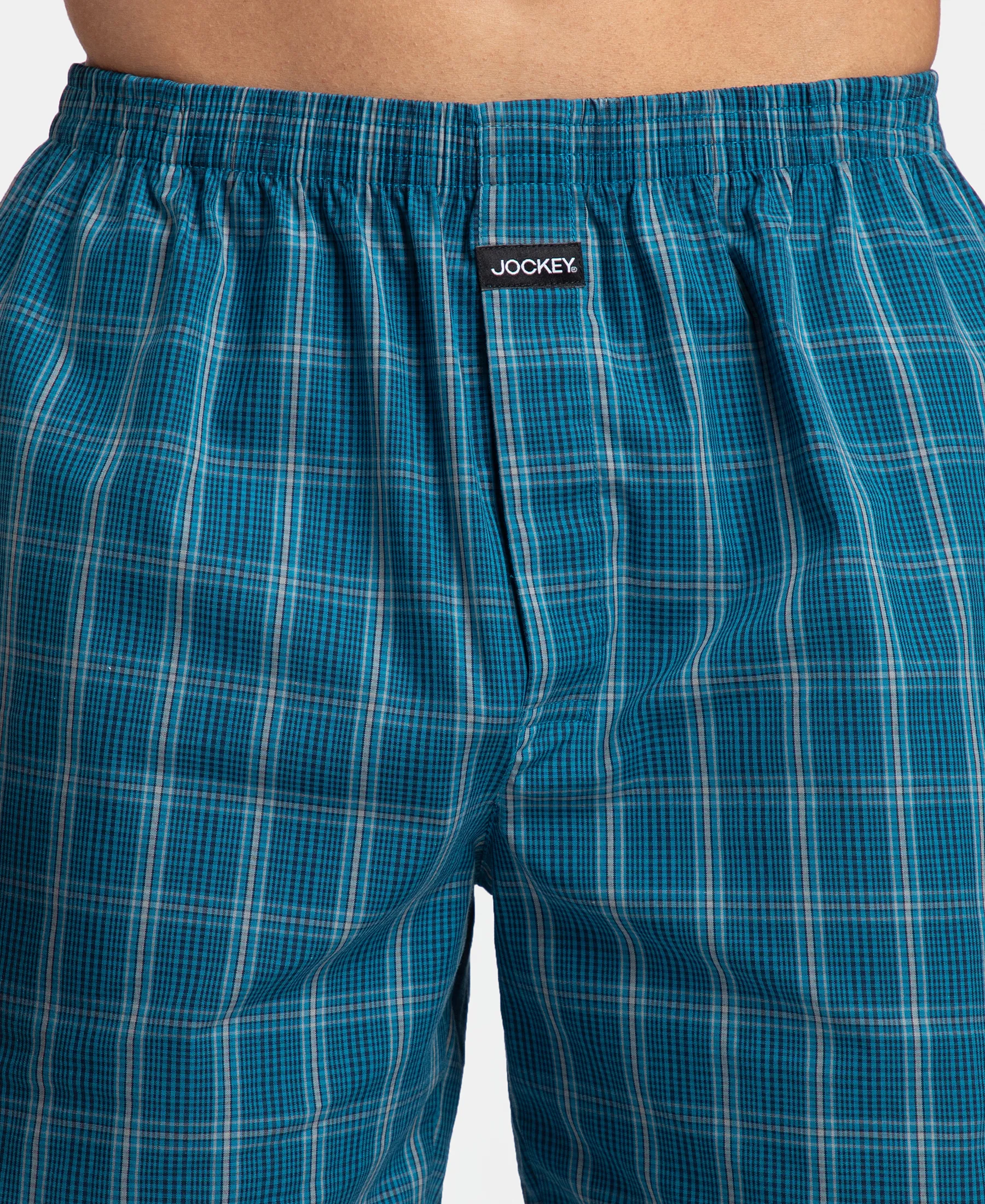 Super Combed Mercerized Cotton Woven Checkered Boxer Shorts with Side Pocket - Navy & Seaport Teal (Pack of 2) - Image 15