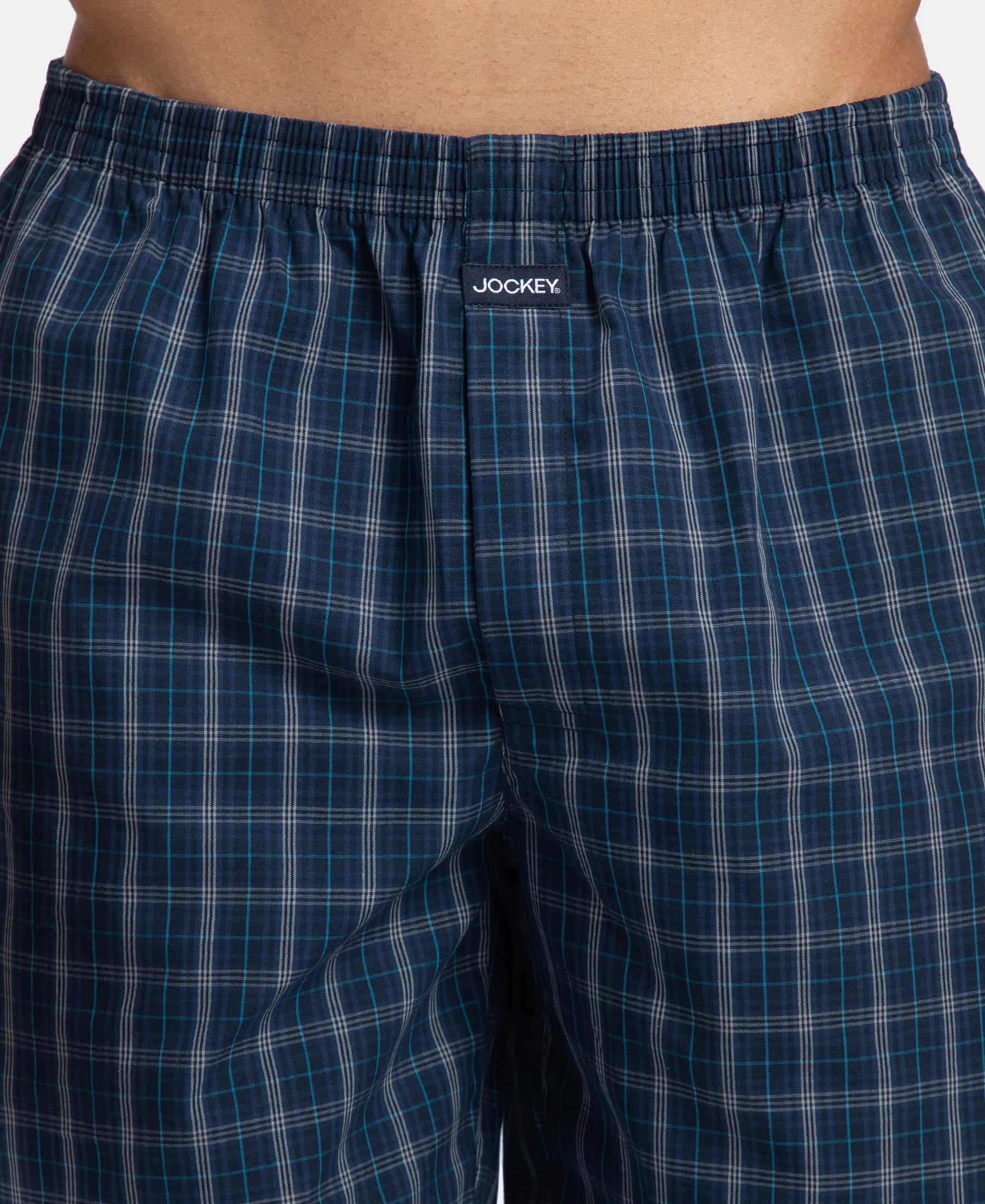 Super Combed Mercerized Cotton Woven Checkered Boxer Shorts with Side Pocket - Navy & Seaport Teal (Pack of 2) - Image 8