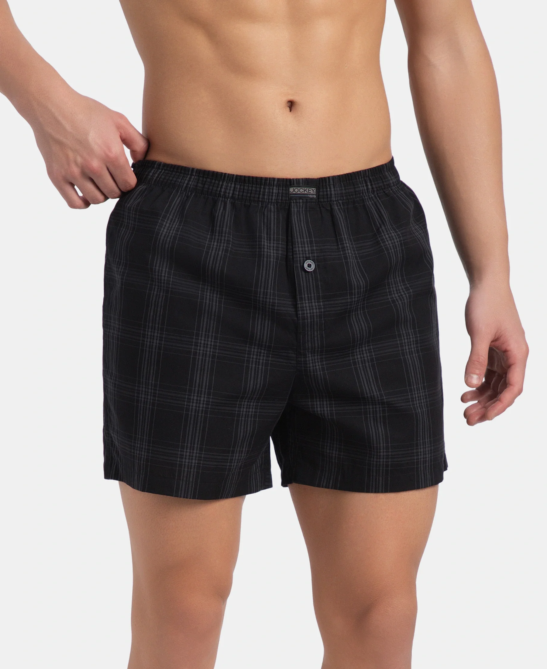 Super Combed Mercerized Cotton Woven Checkered Inner Boxers with Ultrasoft and Durable Inner Waistband - Black & Mauve Wine New (Pack of 2) - Image 11