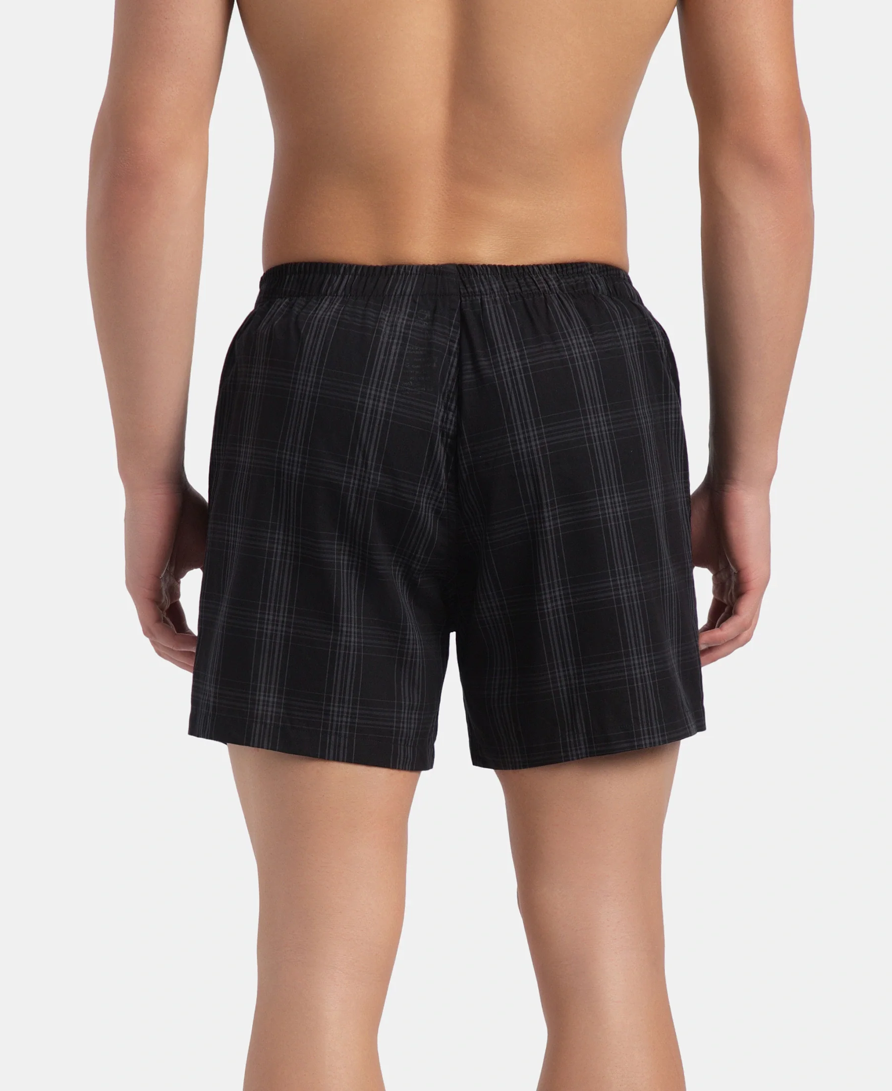 Super Combed Mercerized Cotton Woven Checkered Inner Boxers with Ultrasoft and Durable Inner Waistband - Black & Mauve Wine New (Pack of 2) - Image 12