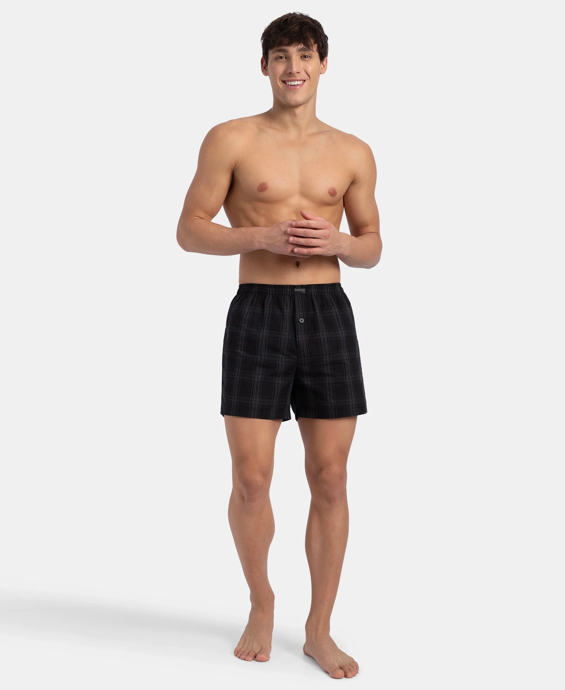 Super Combed Mercerized Cotton Woven Checkered Inner Boxers with Ultrasoft and Durable Inner Waistband - Black & Seaport Teal New (Pack of 2) - Image 10