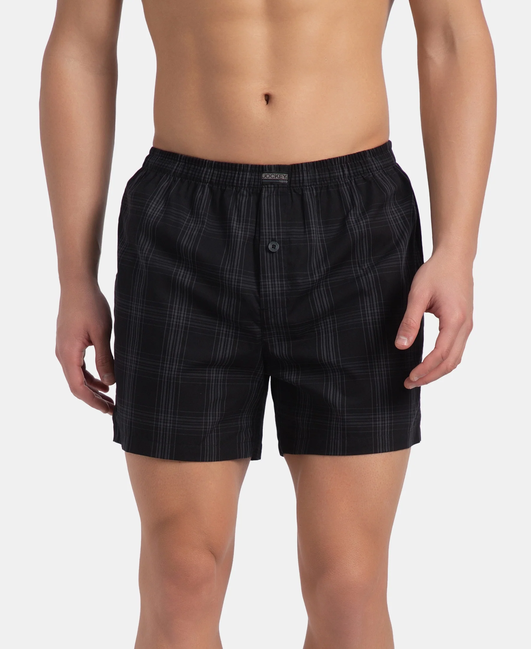 Super Combed Mercerized Cotton Woven Checkered Inner Boxers with Ultrasoft and Durable Inner Waistband - Black & Seaport Teal New (Pack of 2) - Image 3