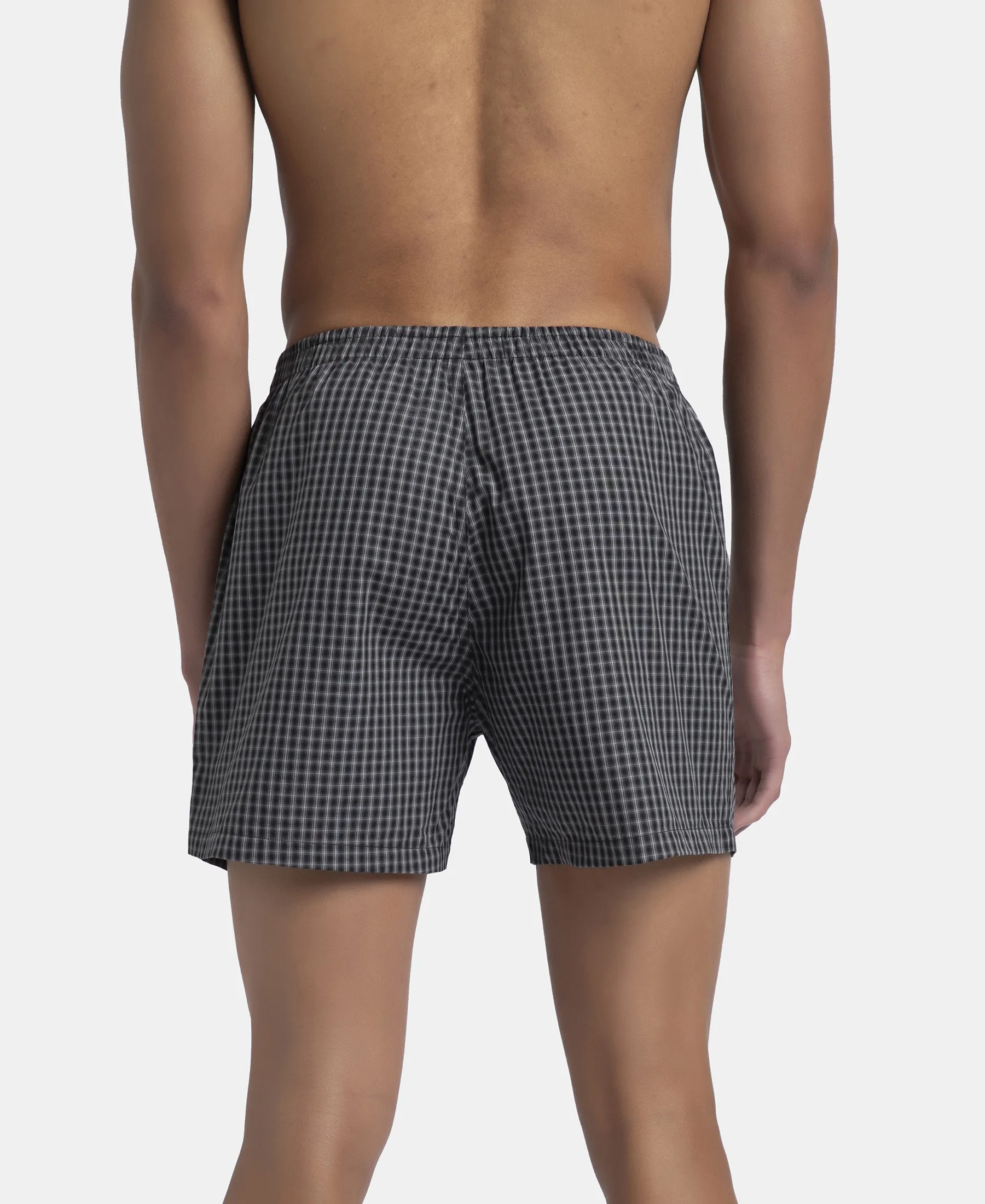 Super Combed Mercerized Cotton Woven Checkered Inner Boxers with Ultrasoft and Durable Inner Waistband - Black & Seaport Teal (Pack of 2) - Image 13
