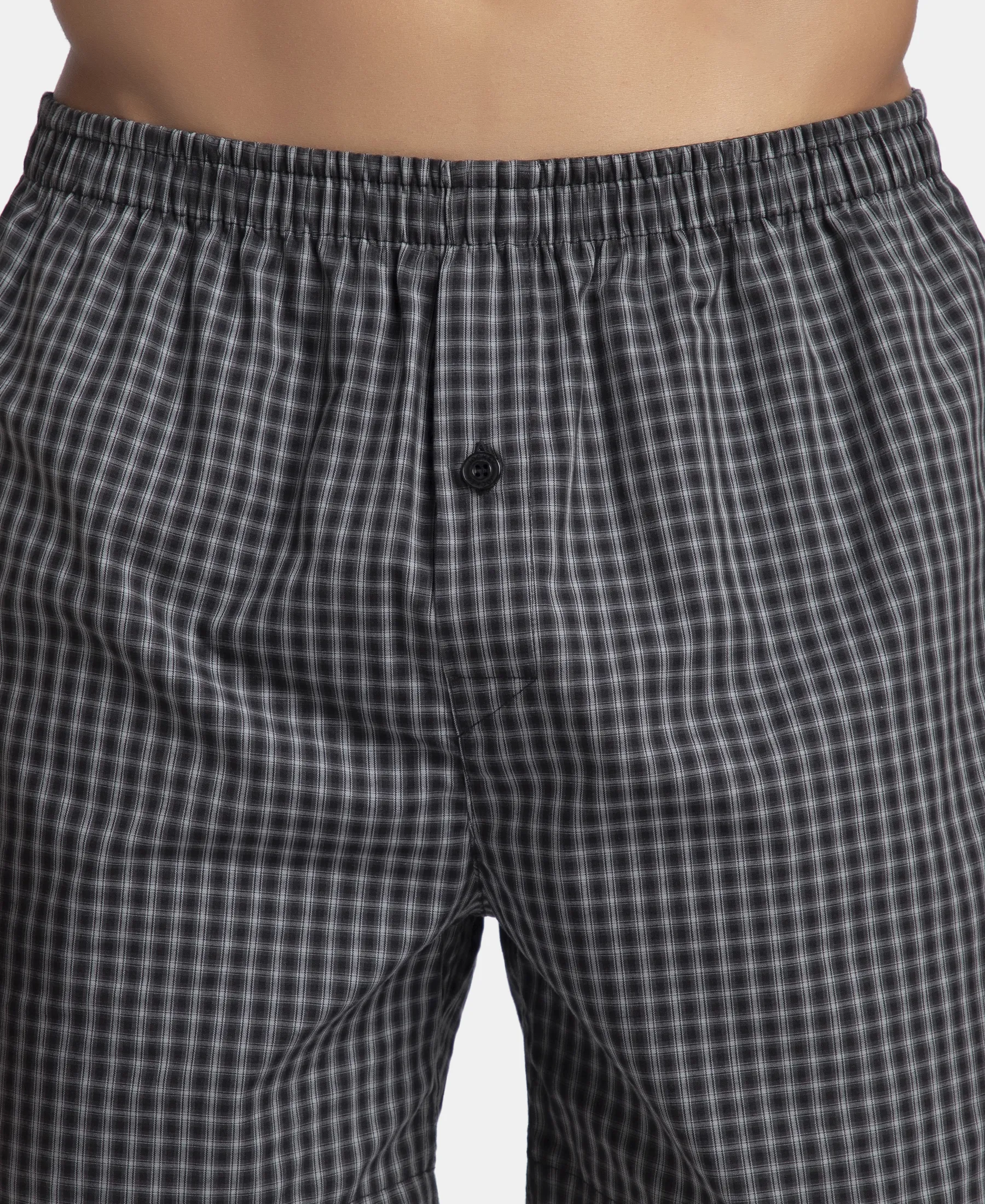 Super Combed Mercerized Cotton Woven Checkered Inner Boxers with Ultrasoft and Durable Inner Waistband - Black & Seaport Teal (Pack of 2) - Image 15