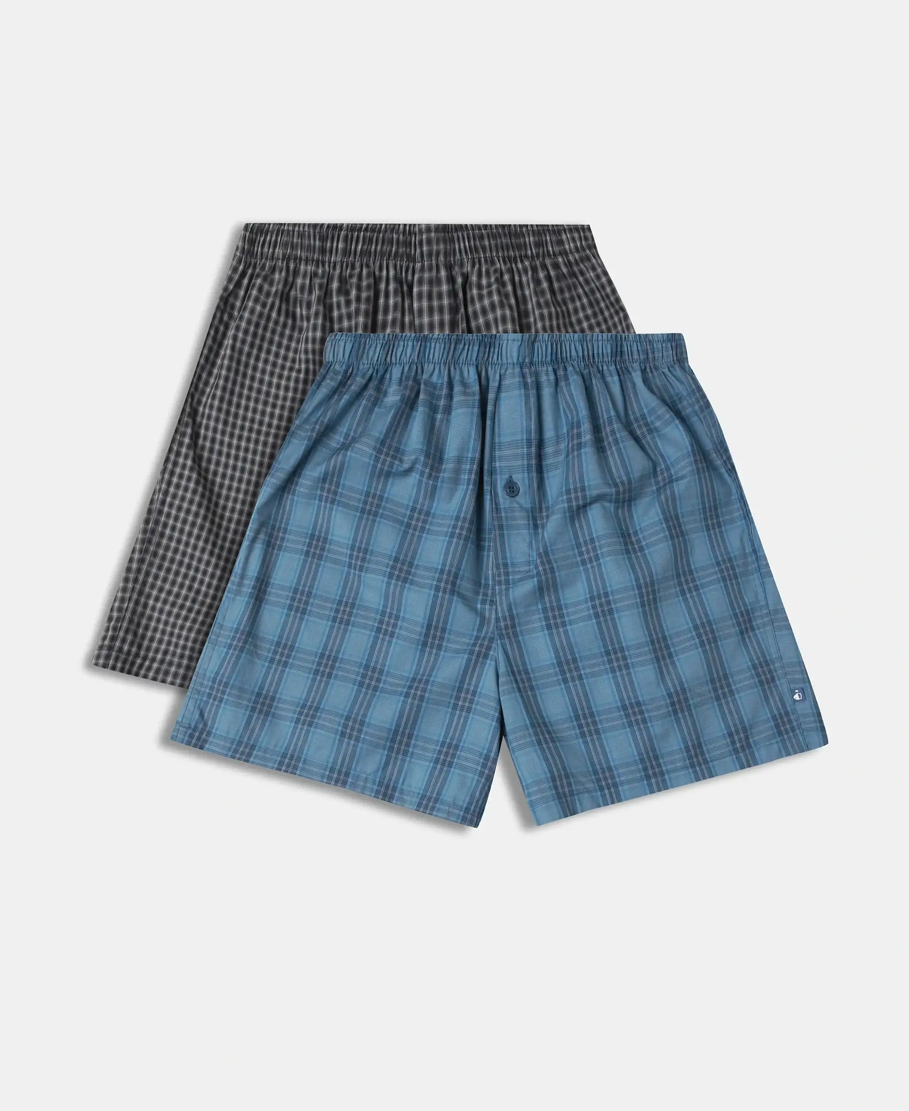Super Combed Mercerized Cotton Woven Checkered Inner Boxers with Ultrasoft and Durable Inner Waistband - Black & Seaport Teal (Pack of 2) - Image 17