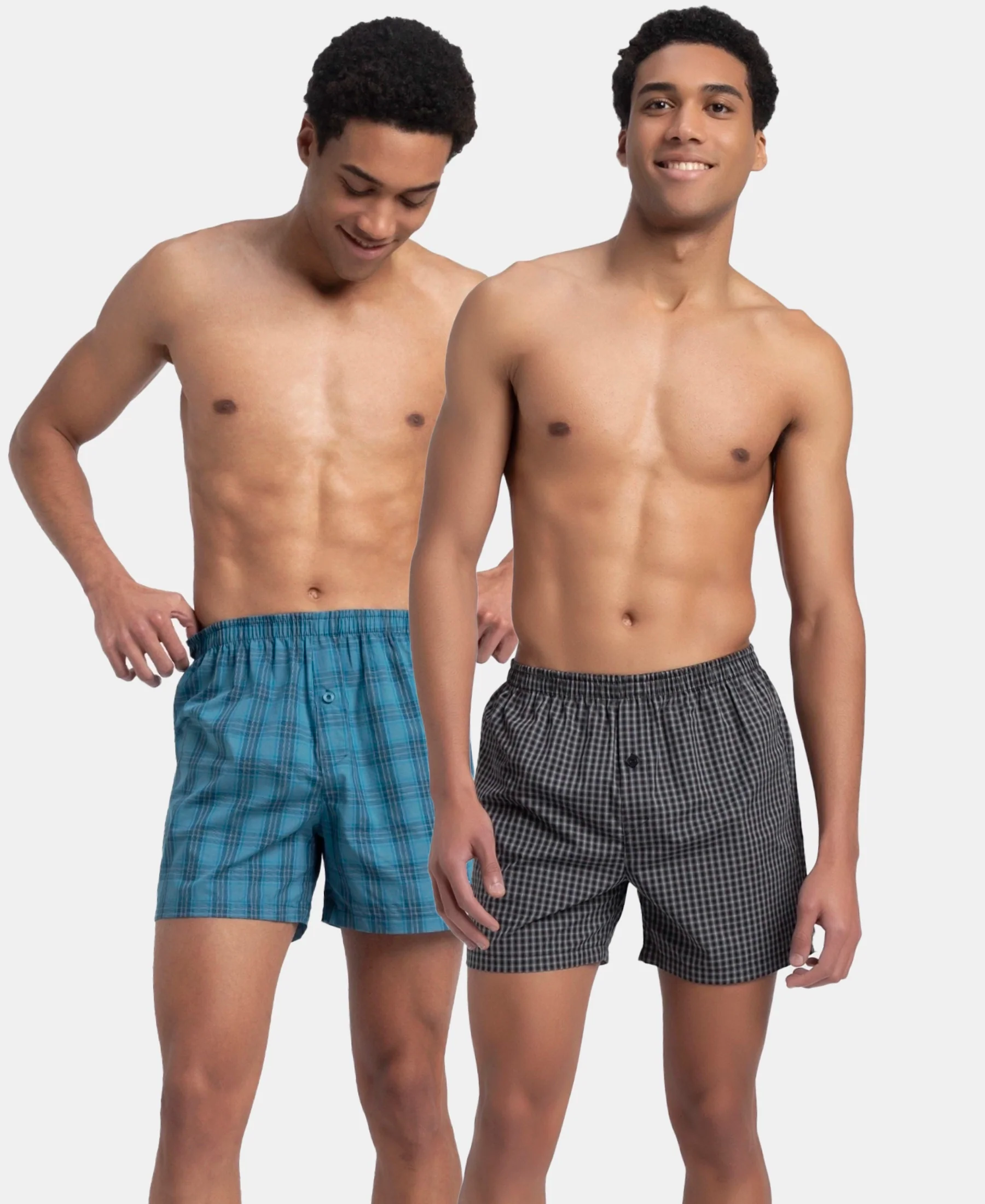 Super Combed Mercerized Cotton Woven Checkered Inner Boxers with Ultrasoft and Durable Inner Waistband - Black & Seaport Teal (Pack of 2) - Image 5