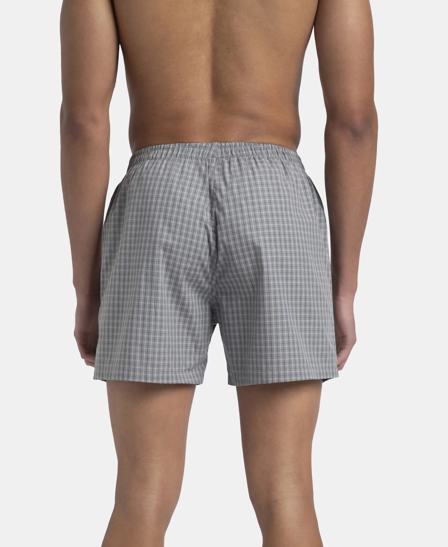 Super Combed Mercerized Cotton Woven Checkered Inner Boxers with Ultrasoft and Durable Inner Waistband - Grey & Green (Pack of 2) - Image 13
