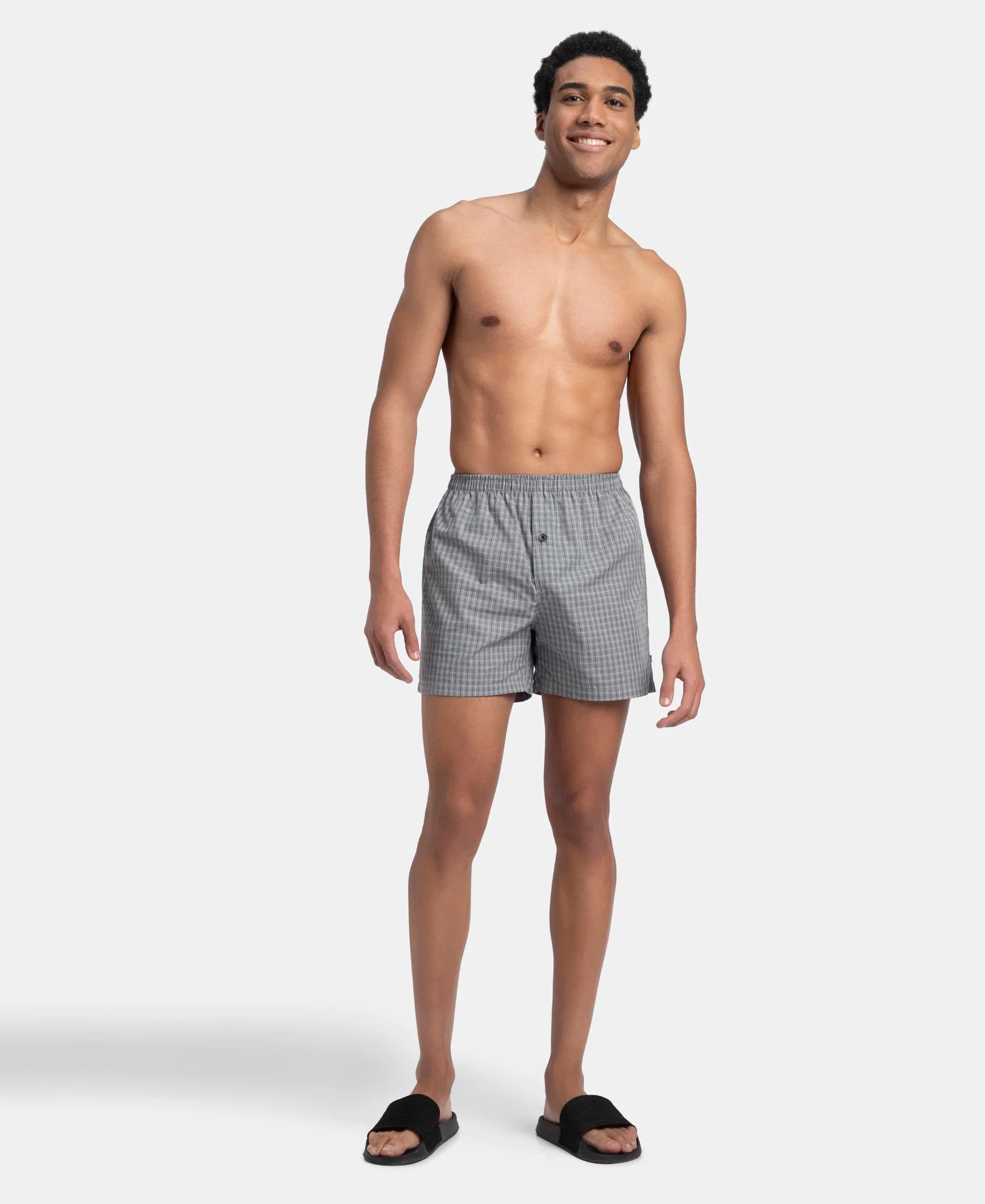 Super Combed Mercerized Cotton Woven Checkered Inner Boxers with Ultrasoft and Durable Inner Waistband - Grey & Green (Pack of 2) - Image 14