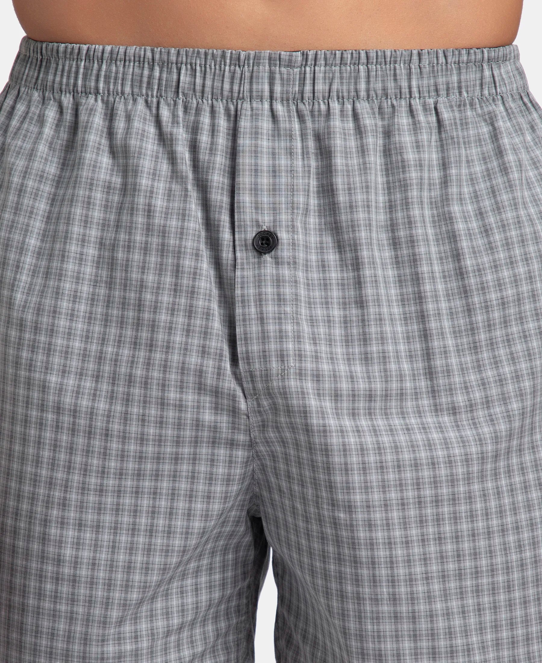 Super Combed Mercerized Cotton Woven Checkered Inner Boxers with Ultrasoft and Durable Inner Waistband - Grey & Green (Pack of 2) - Image 15
