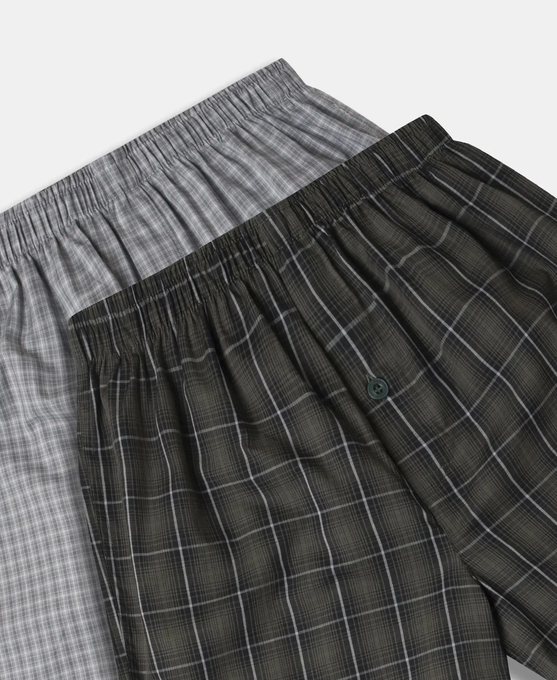 Super Combed Mercerized Cotton Woven Checkered Inner Boxers with Ultrasoft and Durable Inner Waistband - Grey & Green (Pack of 2) - Image 18