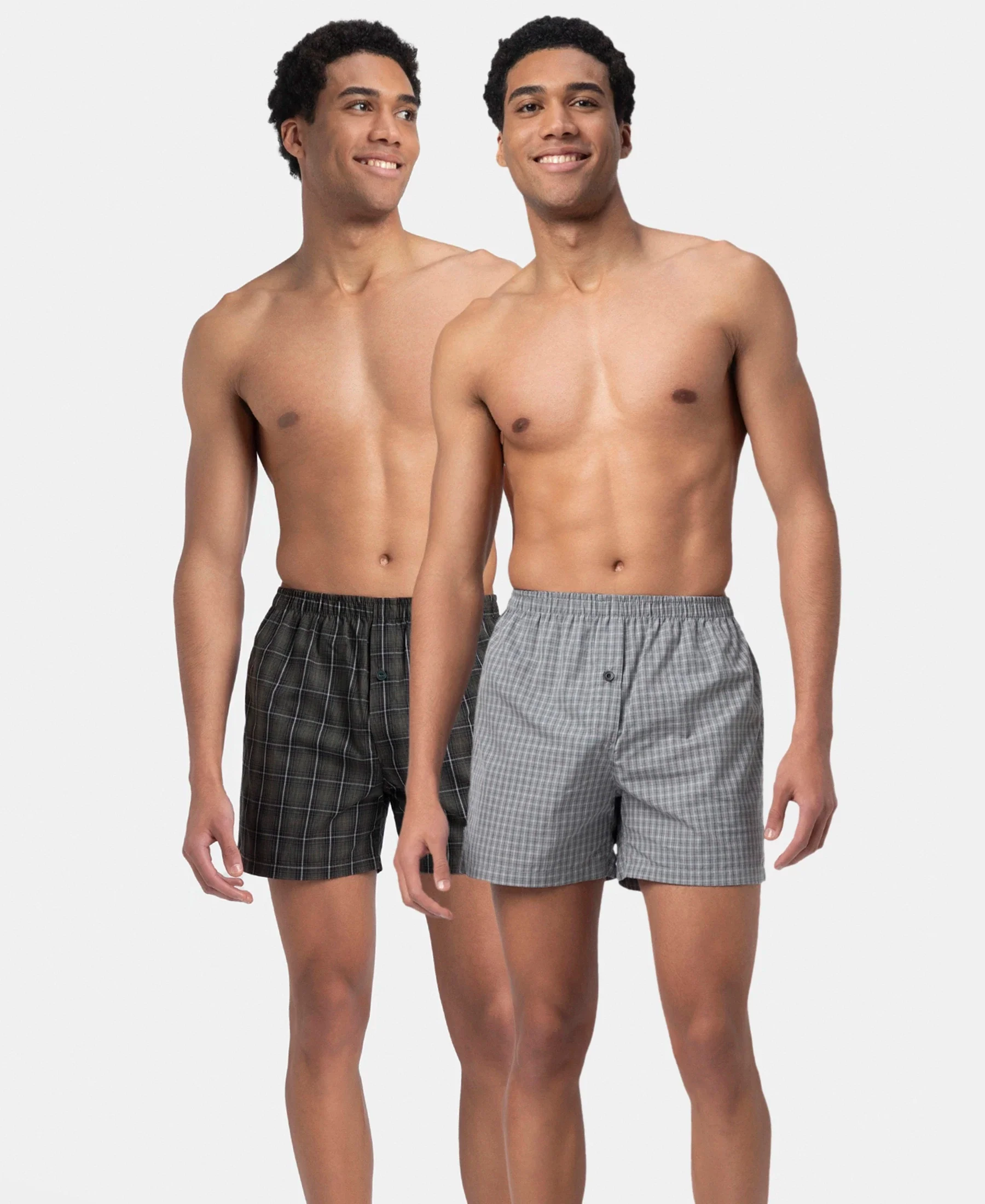 Super Combed Mercerized Cotton Woven Checkered Inner Boxers with Ultrasoft and Durable Inner Waistband - Grey & Green (Pack of 2) - Image 5