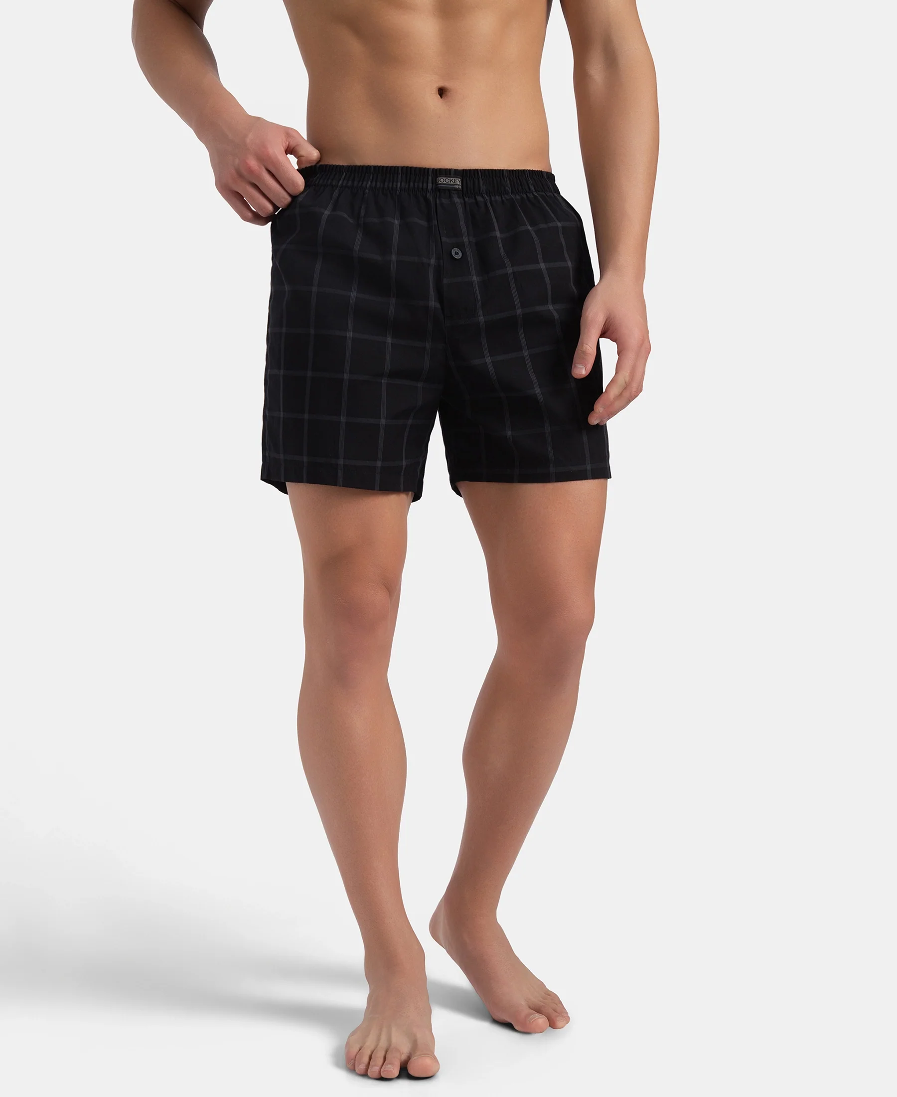 Super Combed Mercerized Cotton Woven Checkered Inner Boxers with Ultrasoft and Durable Inner Waistband - Navy & Pewter (Pack of 2) - Image 12