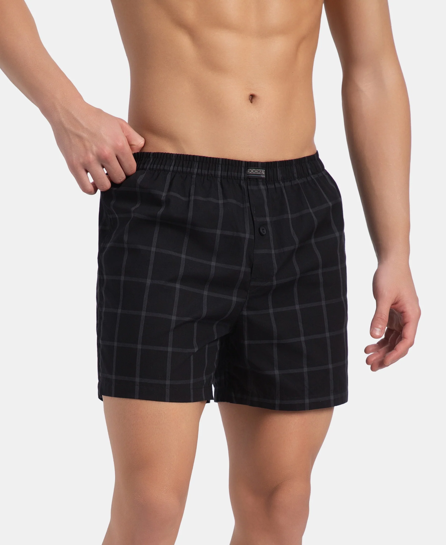 Super Combed Mercerized Cotton Woven Checkered Inner Boxers with Ultrasoft and Durable Inner Waistband - Navy & Pewter (Pack of 2) - Image 6