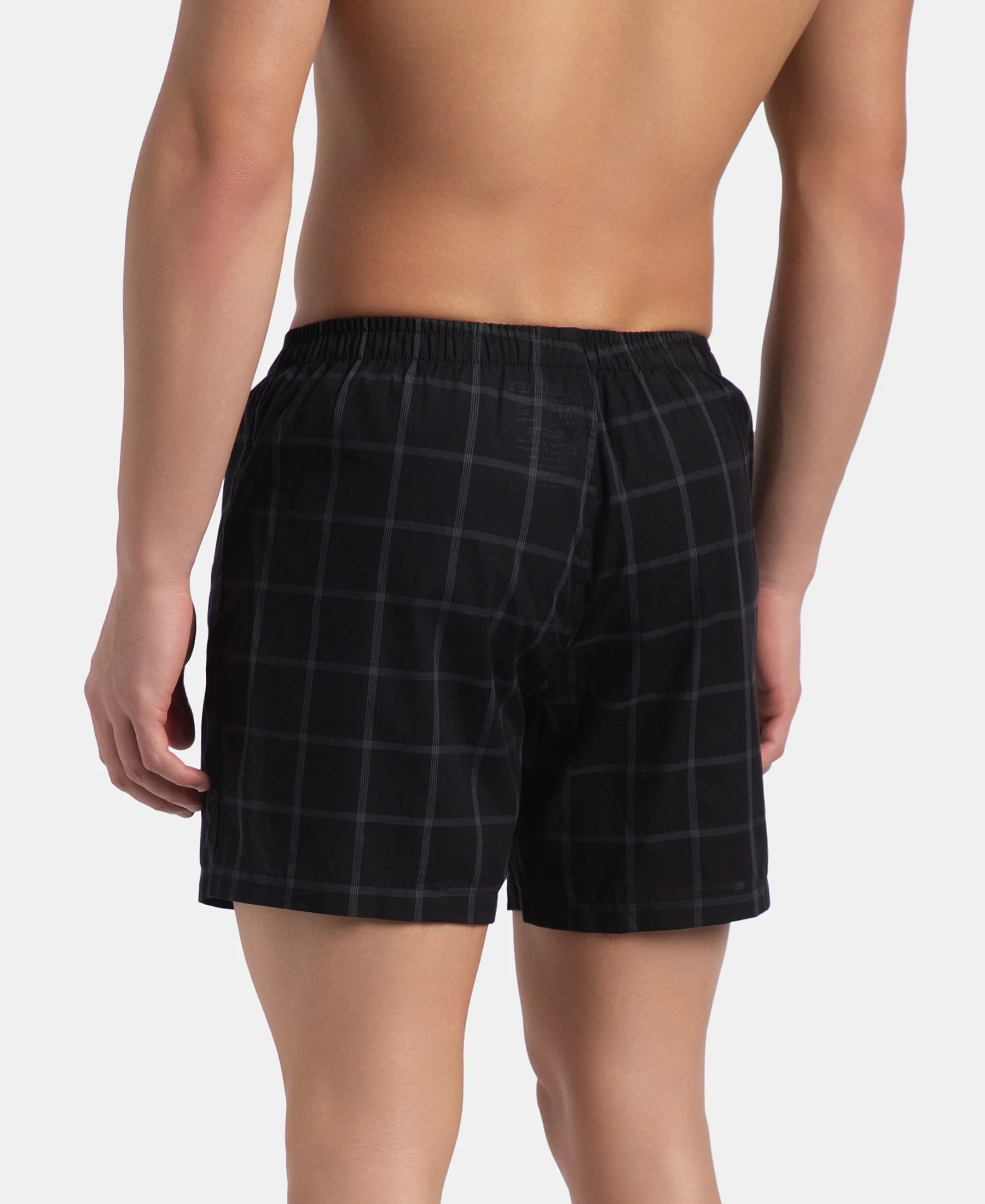 Super Combed Mercerized Cotton Woven Checkered Inner Boxers with Ultrasoft and Durable Inner Waistband - Navy & Pewter (Pack of 2) - Image 8