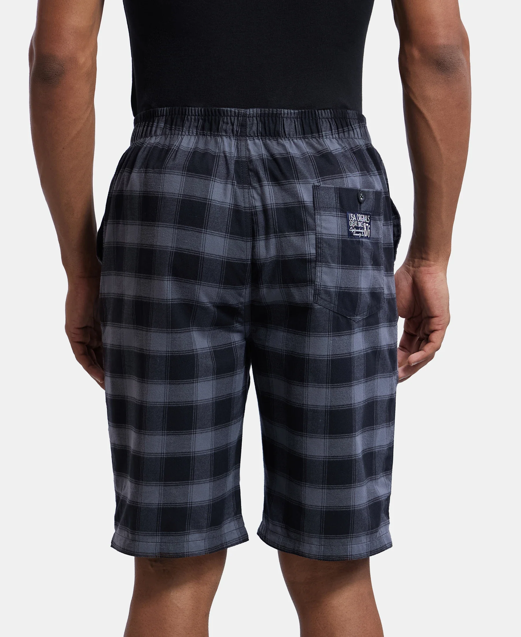 Super Combed Mercerized Cotton Woven Fabric Bermuda with Side Pockets - Charcoal & Black - Image 3