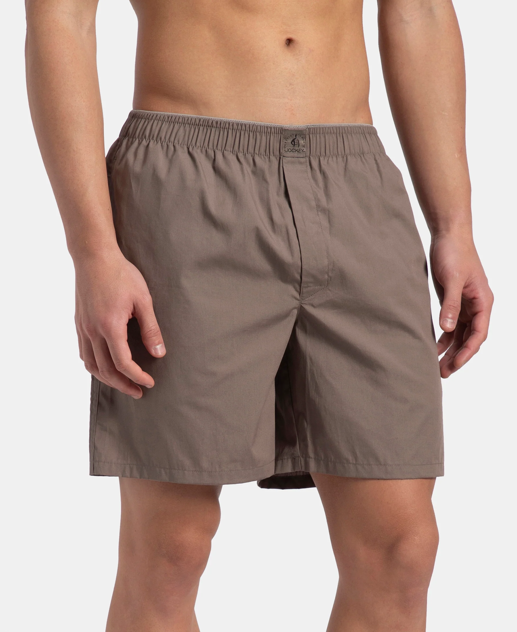 Super Combed Mercerized Cotton Woven Fabric Boxer Shorts - Dark Khaki - Image 2