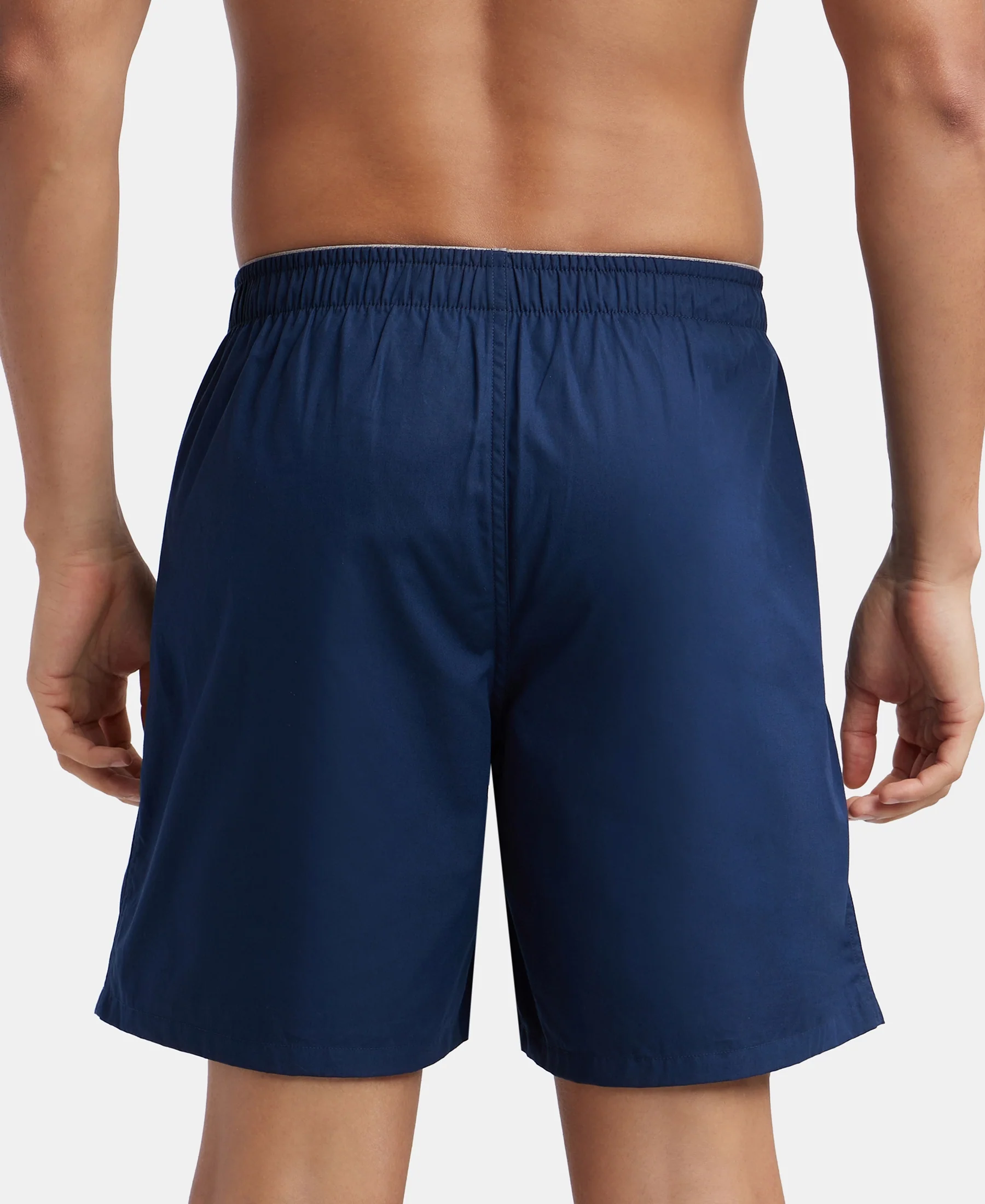 Super Combed Mercerized Cotton Woven Fabric Boxer Shorts - Navy - Image 2