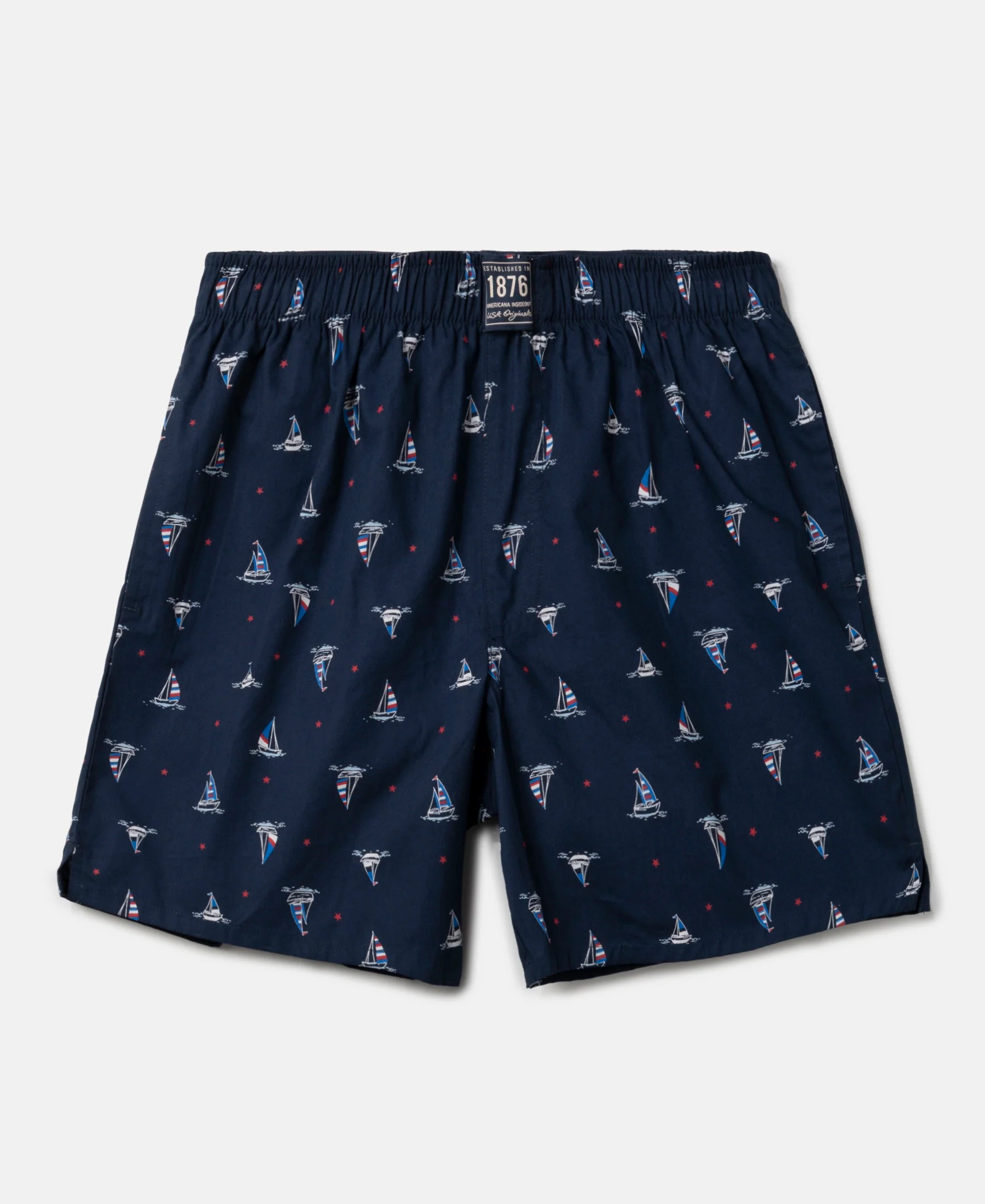 Super Combed Mercerized Cotton Woven Fabric Printed Boxer Shorts - Navy & Vallarta Blue (Pack of 2) - Image 2