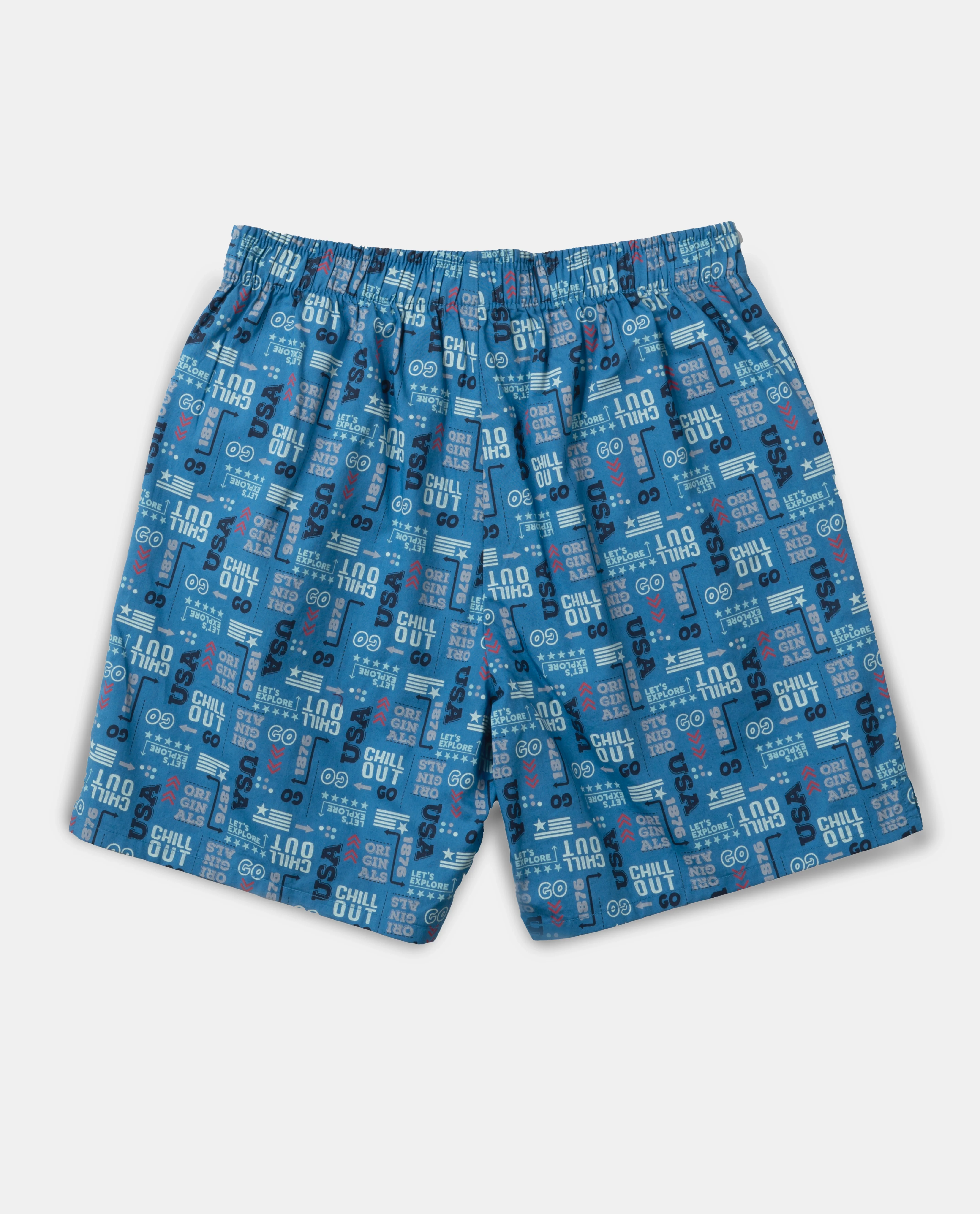 Super Combed Mercerized Cotton Woven Fabric Printed Boxer Shorts - Navy & Vallarta Blue (Pack of 2) - Image 6