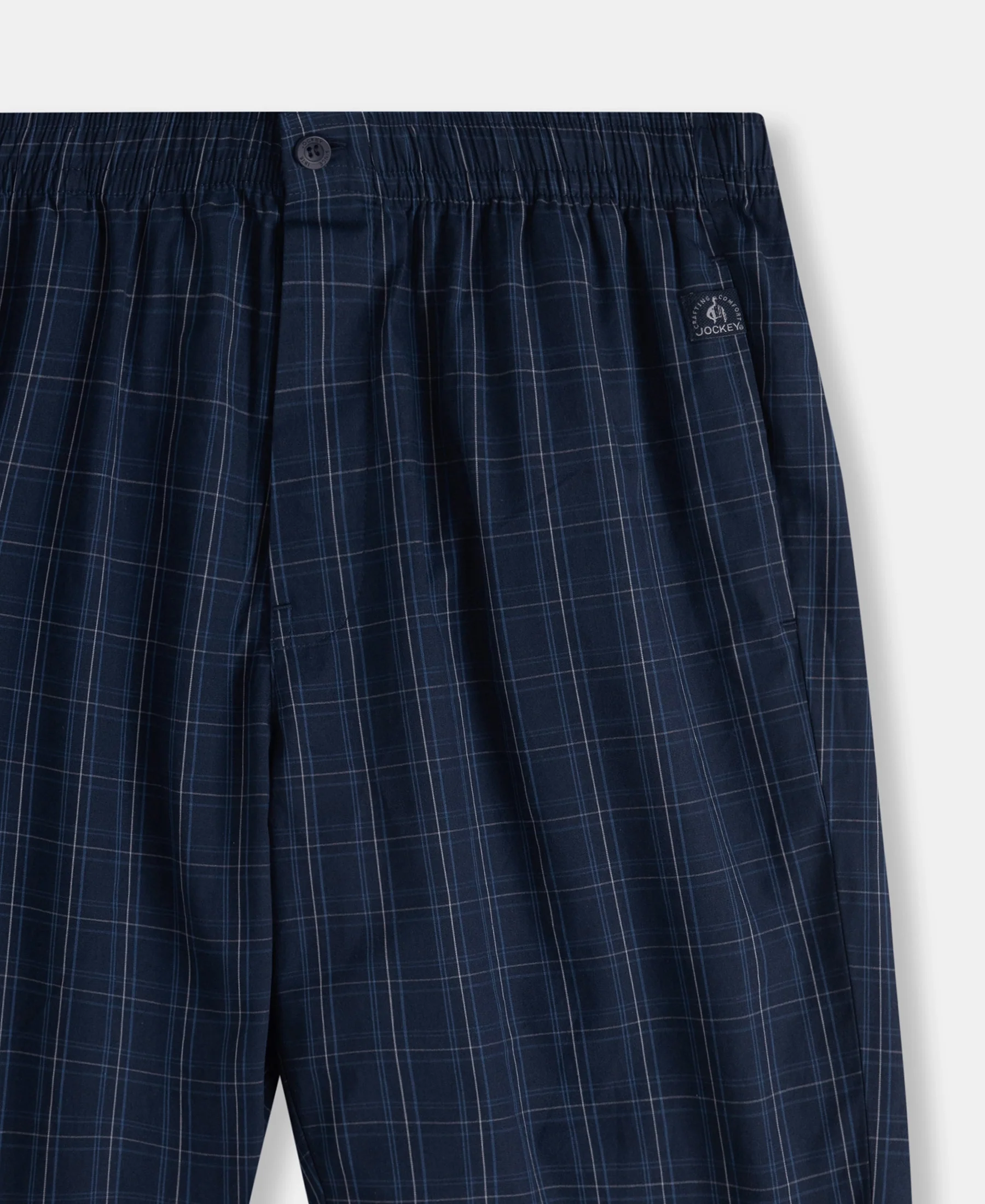 Super Combed Mercerized Cotton Woven Fabric Regular Fit Checkered Bermuda with Side Pockets - Navy & Grey - Image 9